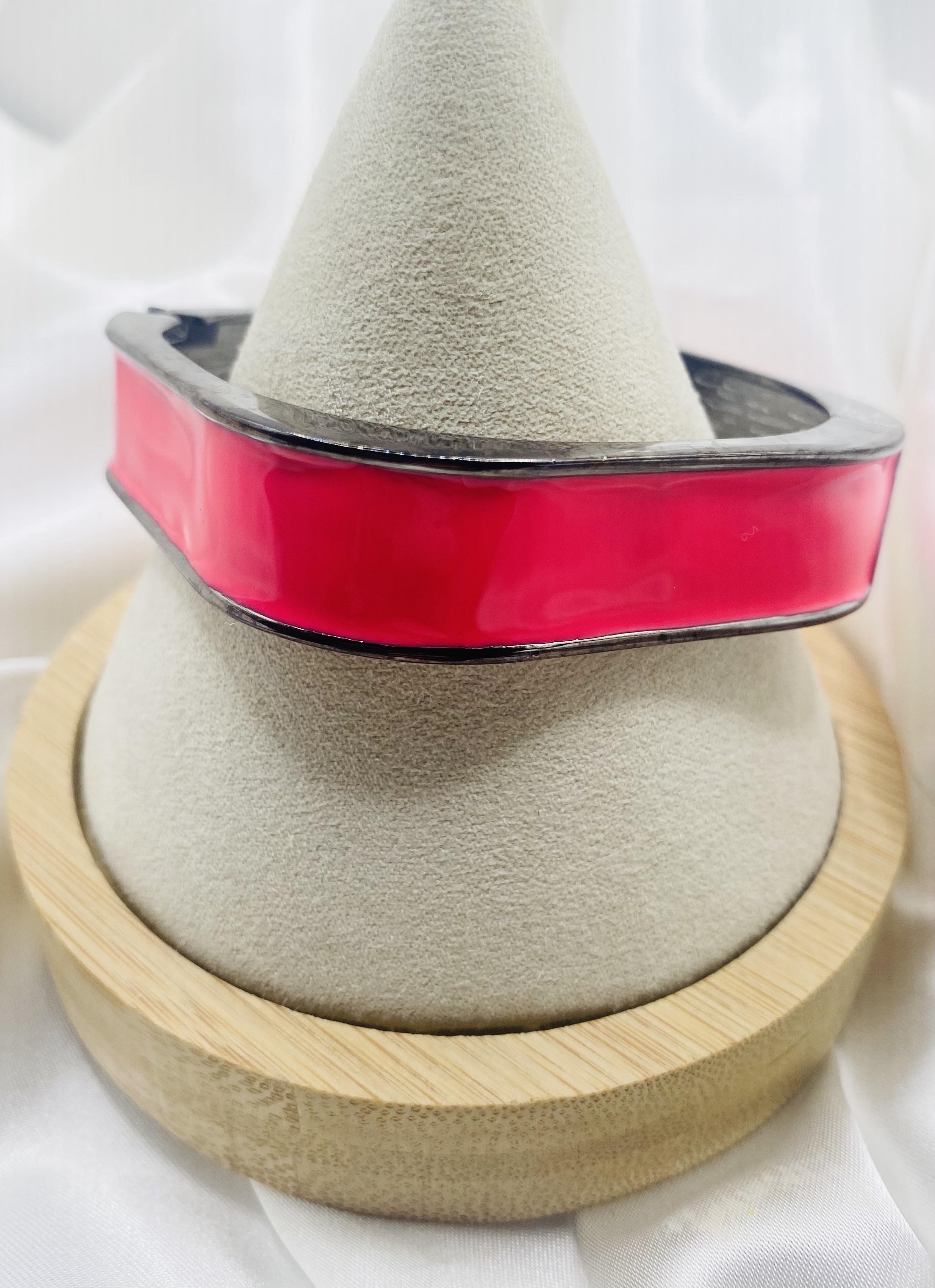 Image 4 for Hot Pink & Gunmetal Square Cuff Bracelet - NWT