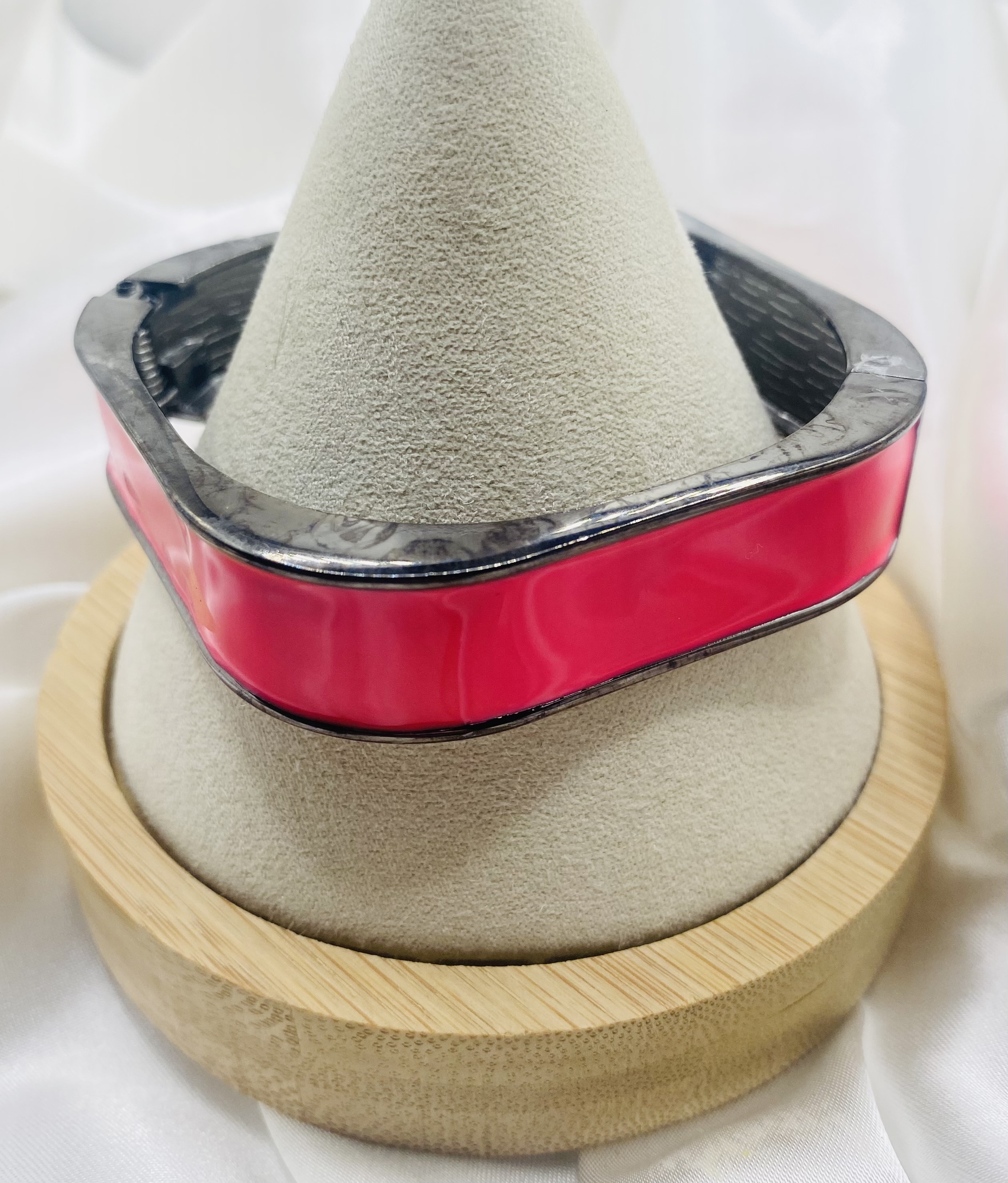 Hot Pink & Gunmetal Square Cuff Bracelet - NWT