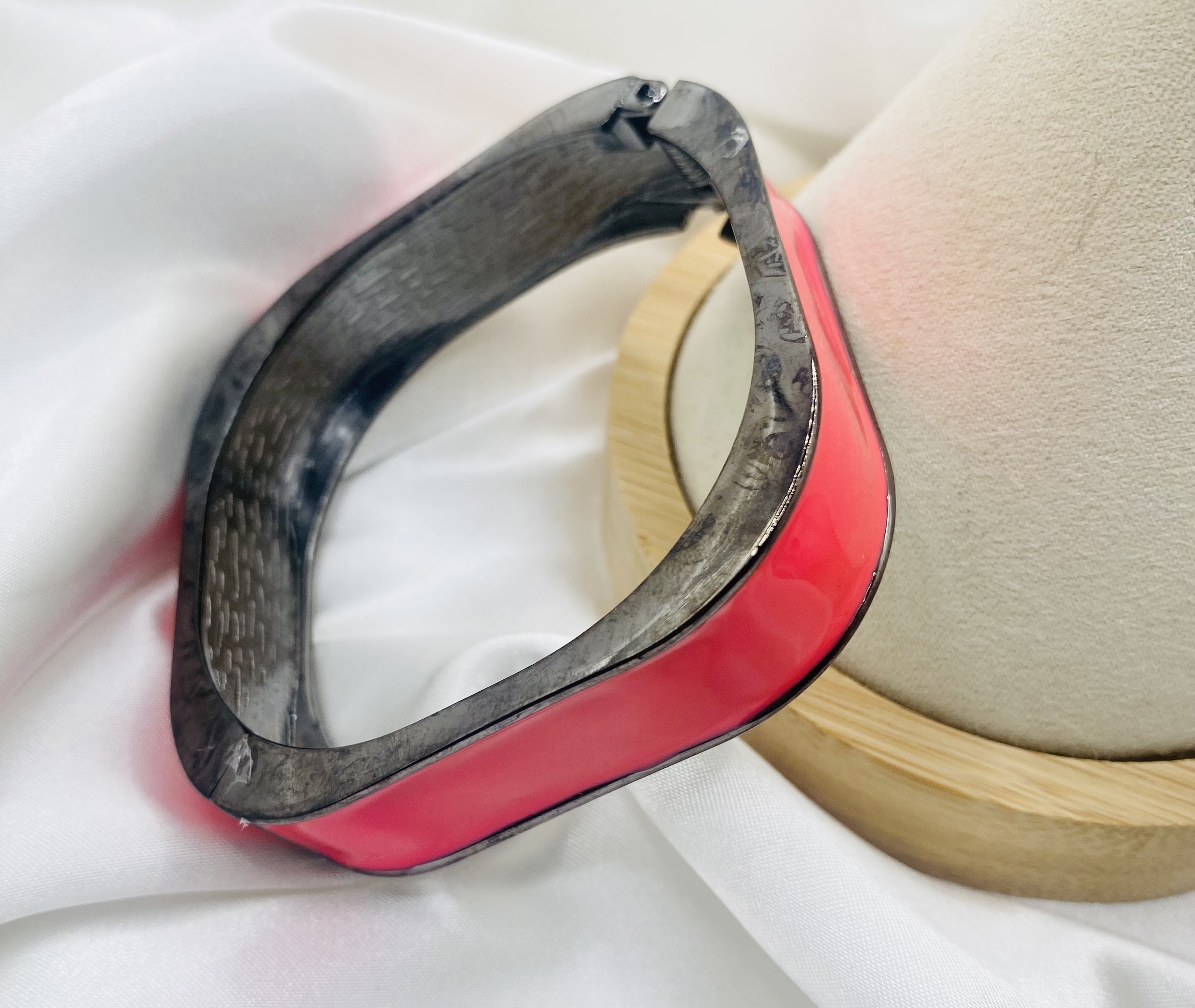 Image 2 for Hot Pink & Gunmetal Square Cuff Bracelet - NWT