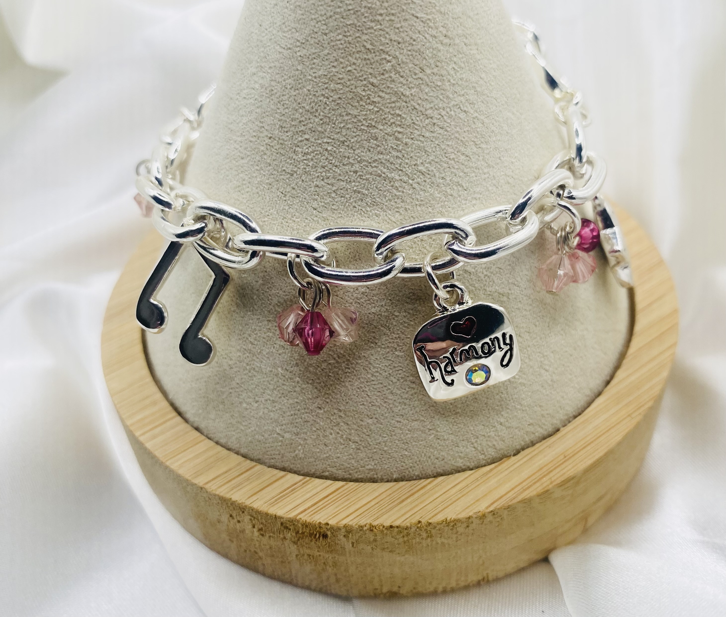 Image 2 for Charm Bracelet - Music Notes & Harmony - Silver Tone - NWT