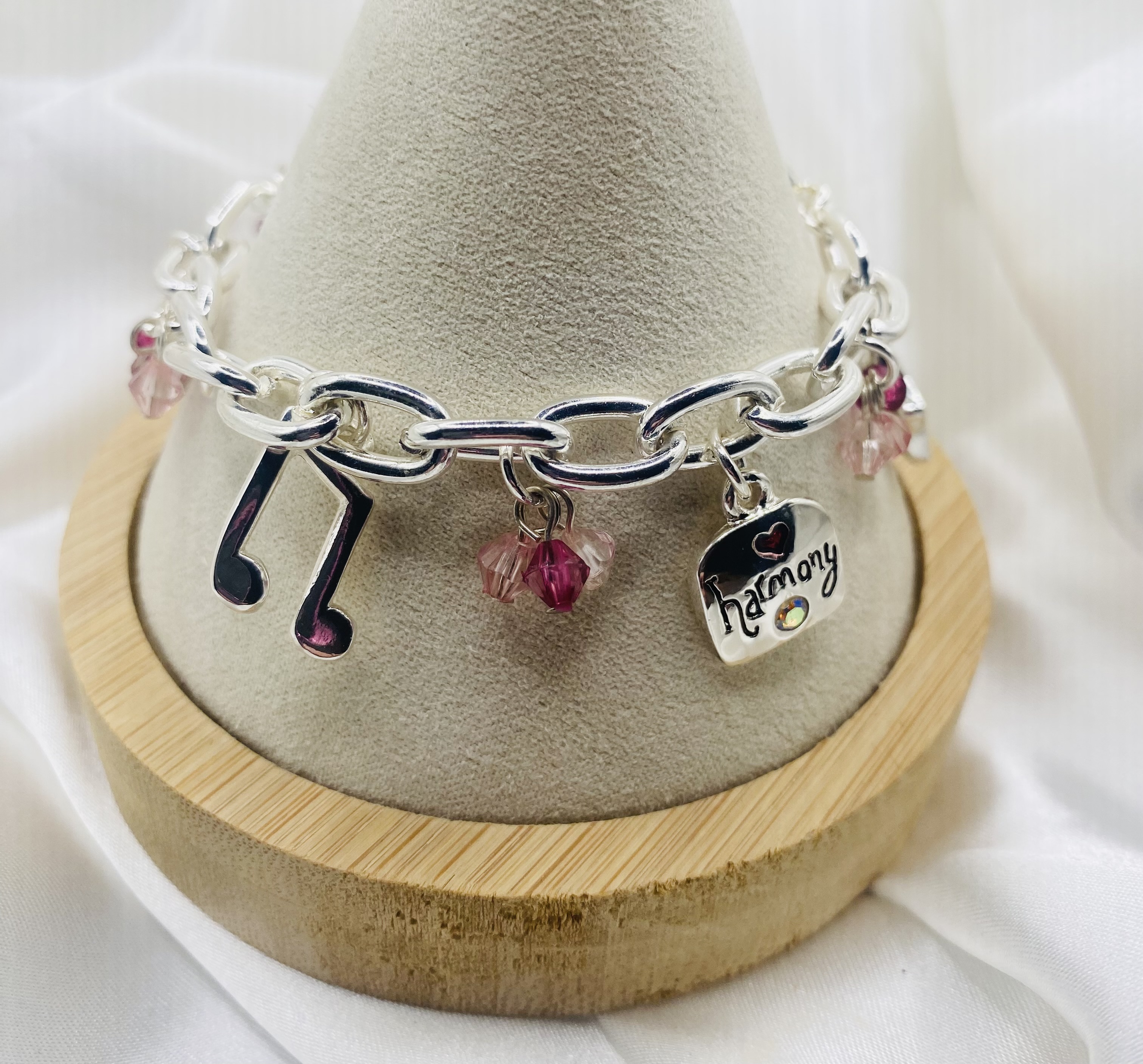 Image 4 for Charm Bracelet - Music Notes & Harmony - Silver Tone - NWT