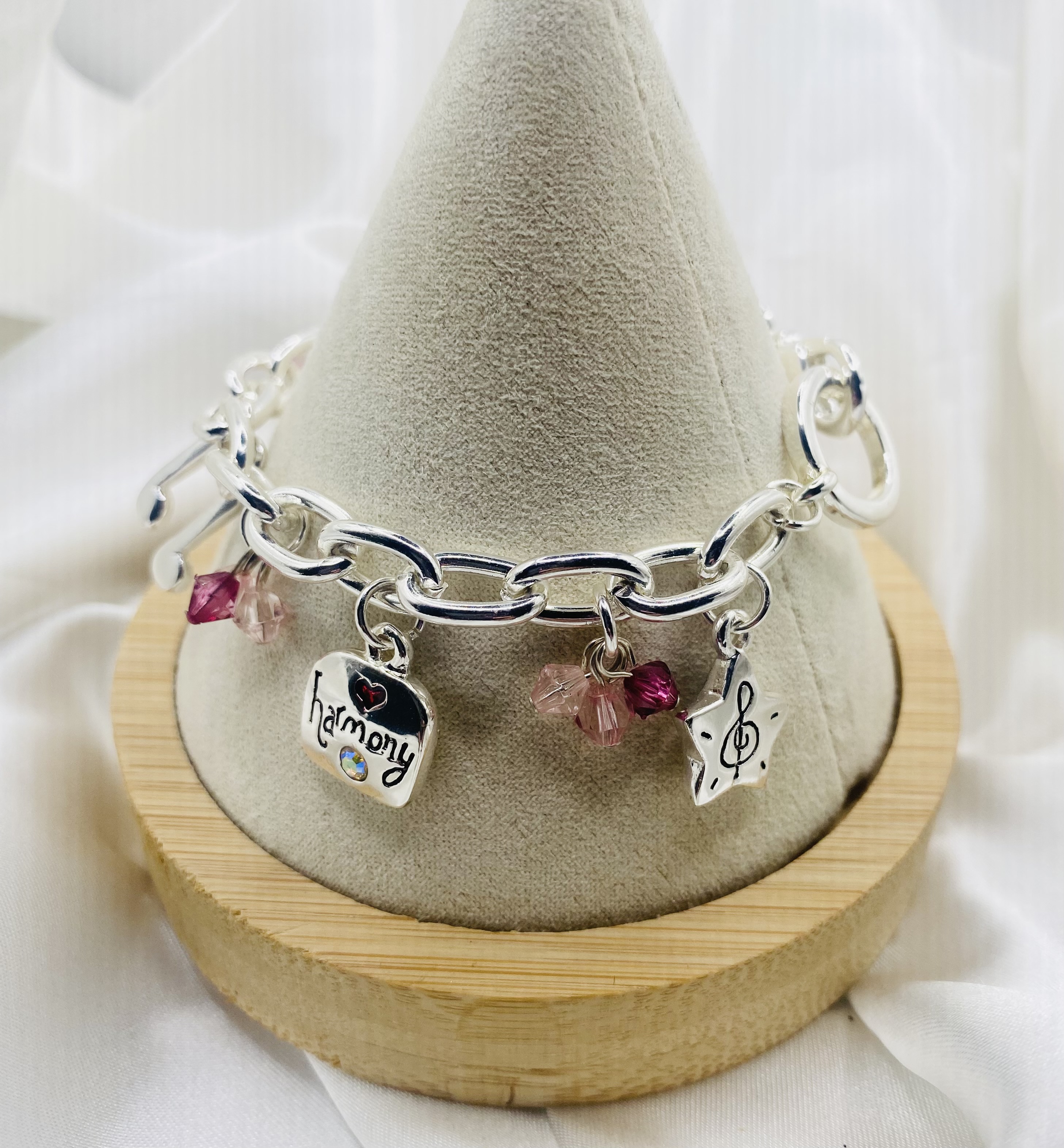 Charm Bracelet - Music Notes & Harmony - Silver Tone - NWT