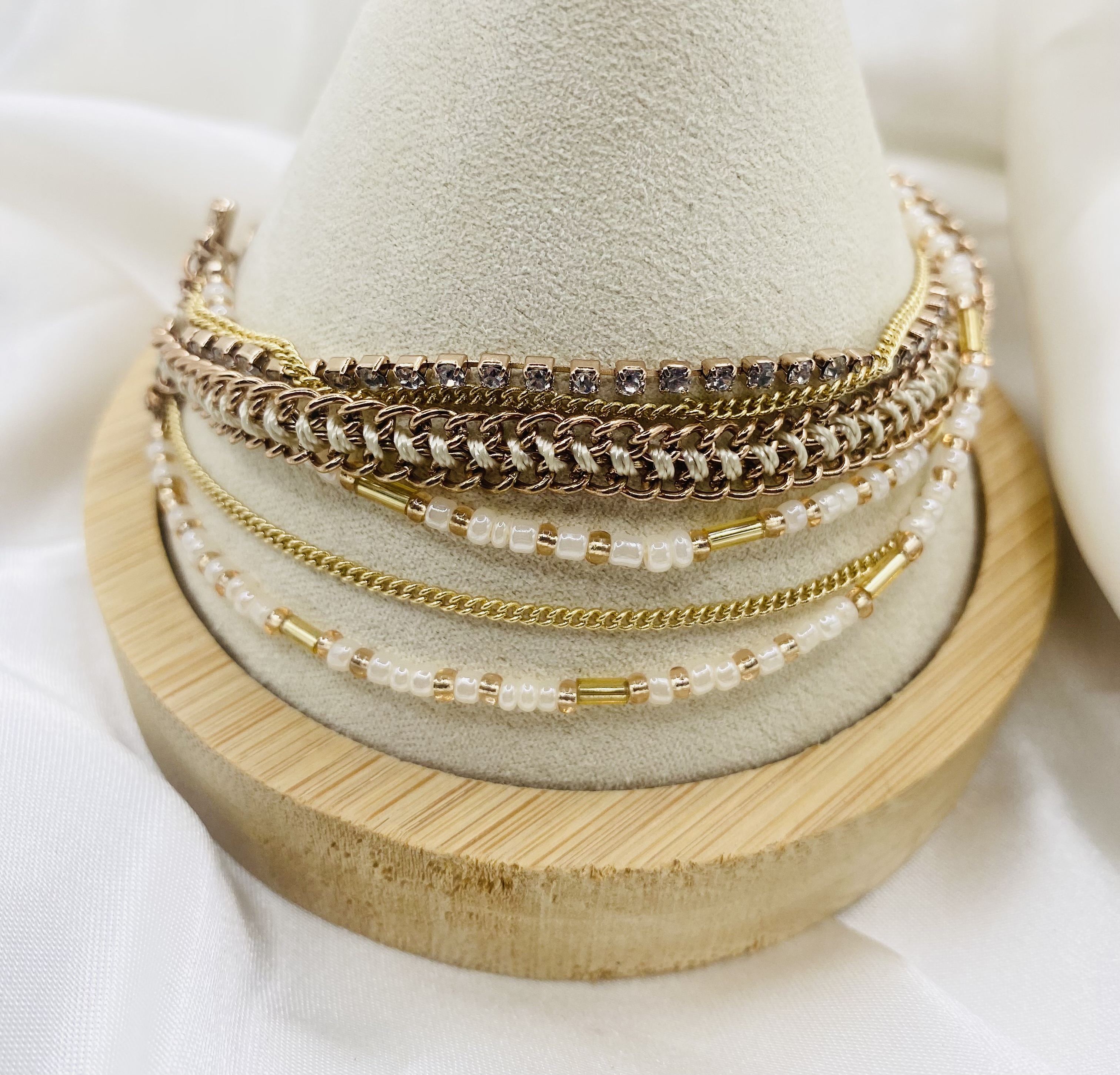 Image 2 for Multi-Strand Beaded & Chain Bracelet Set - NWT