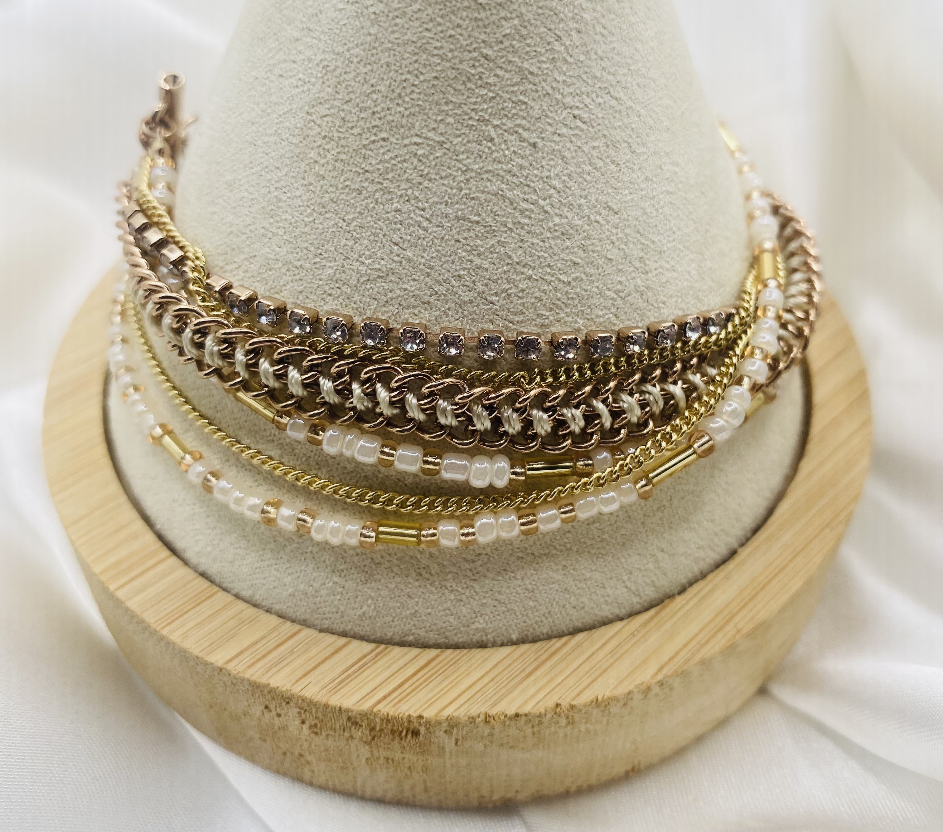 Image 3 for Multi-Strand Beaded & Chain Bracelet Set - NWT