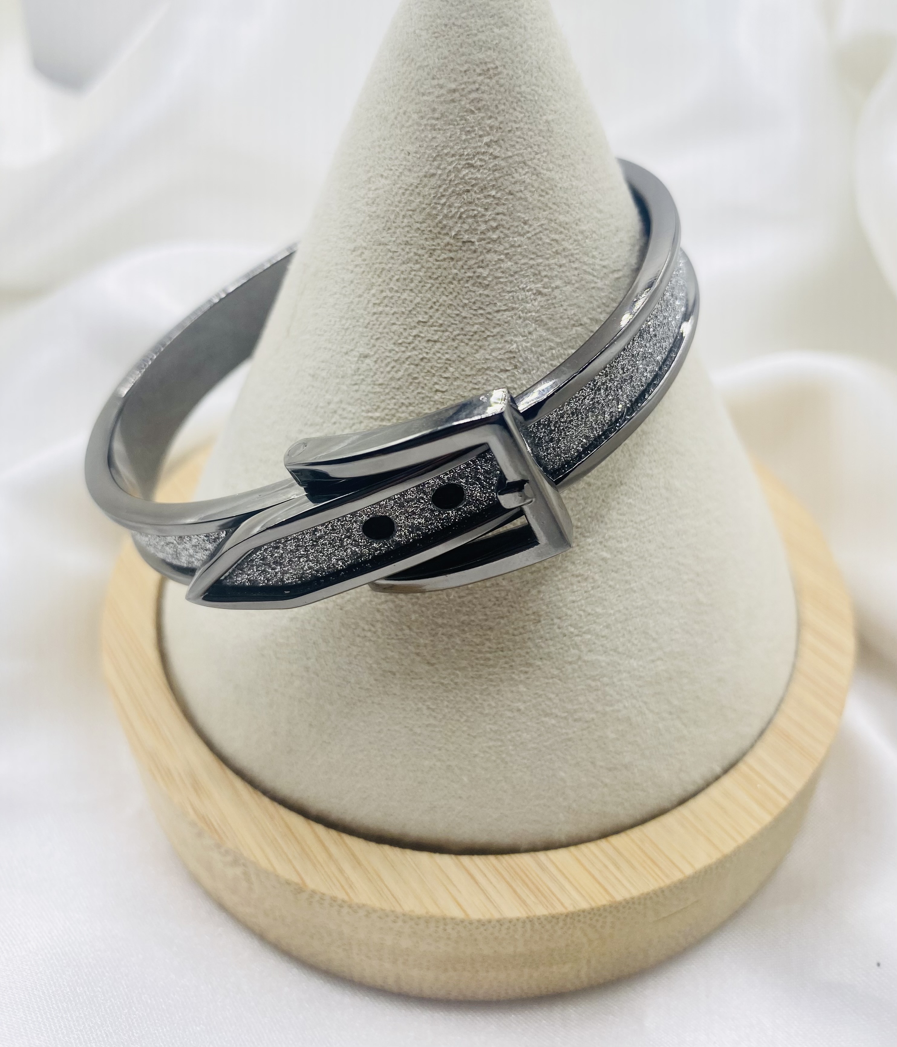 Sparkle Belt Buckle Cuff Bracelet - Gunmetal & Silver - NWT