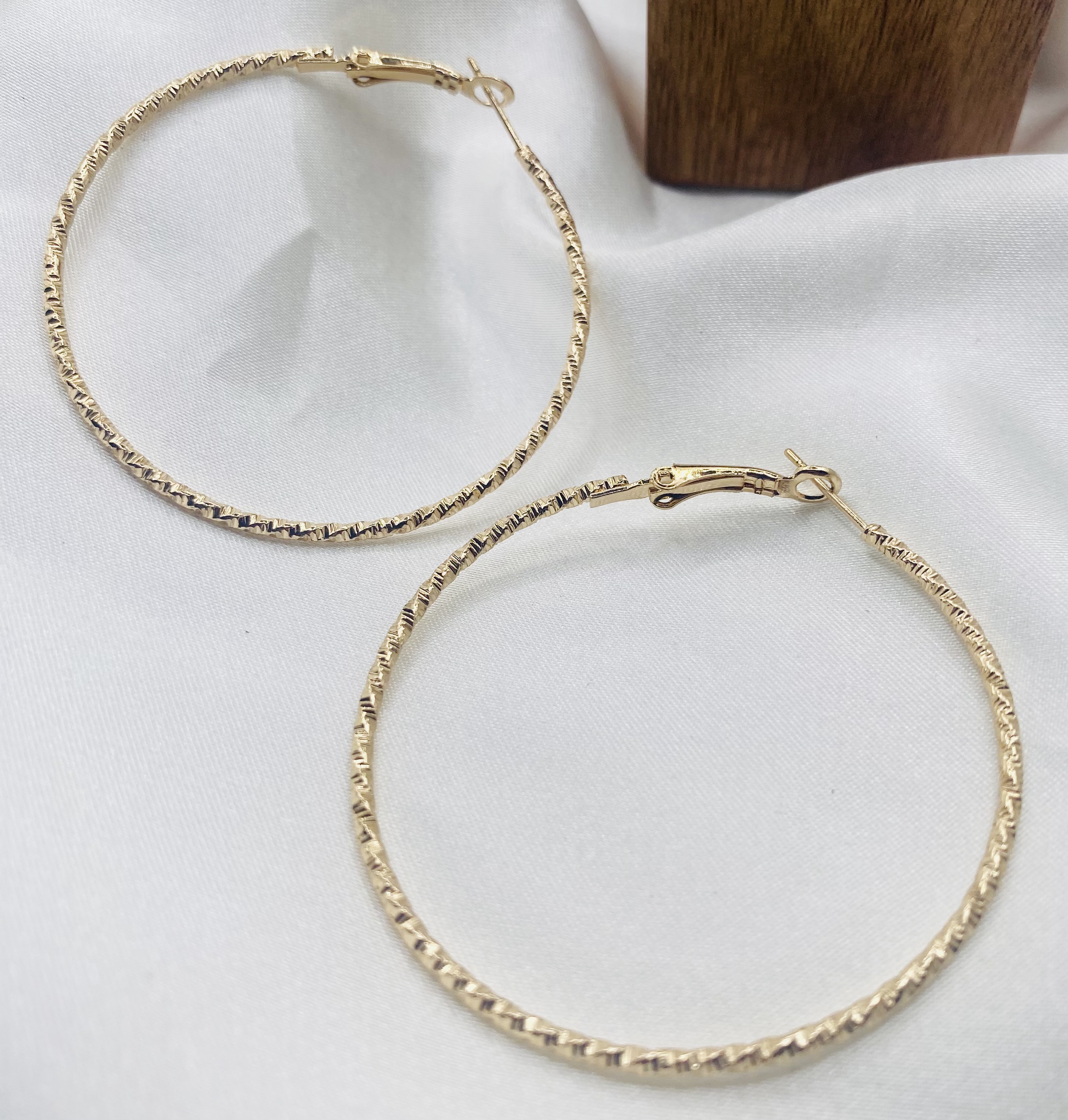 Gold Textured Hoop Earrings - NWT