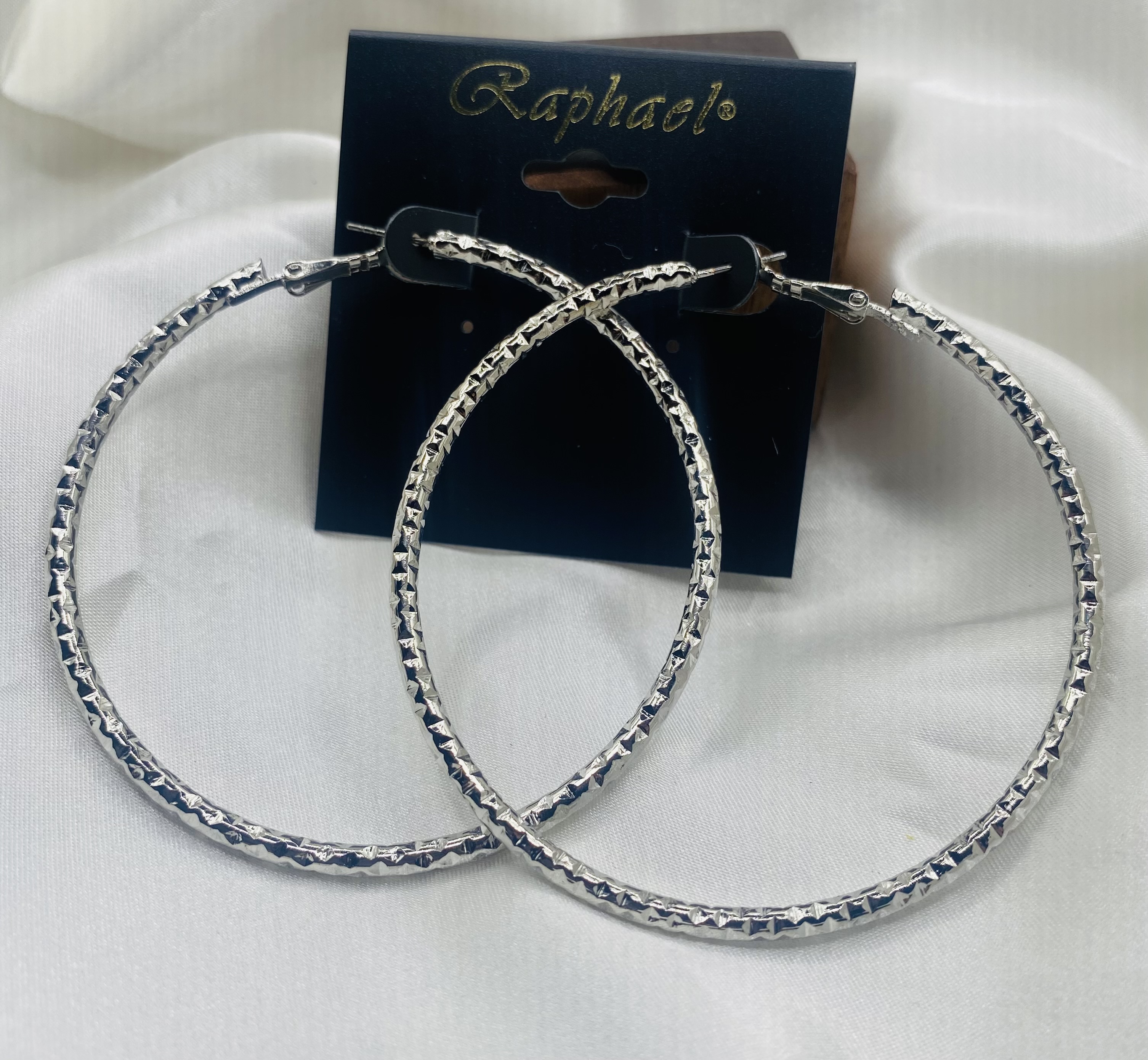Raphael Silver Textured Hoop Earrings - NWT