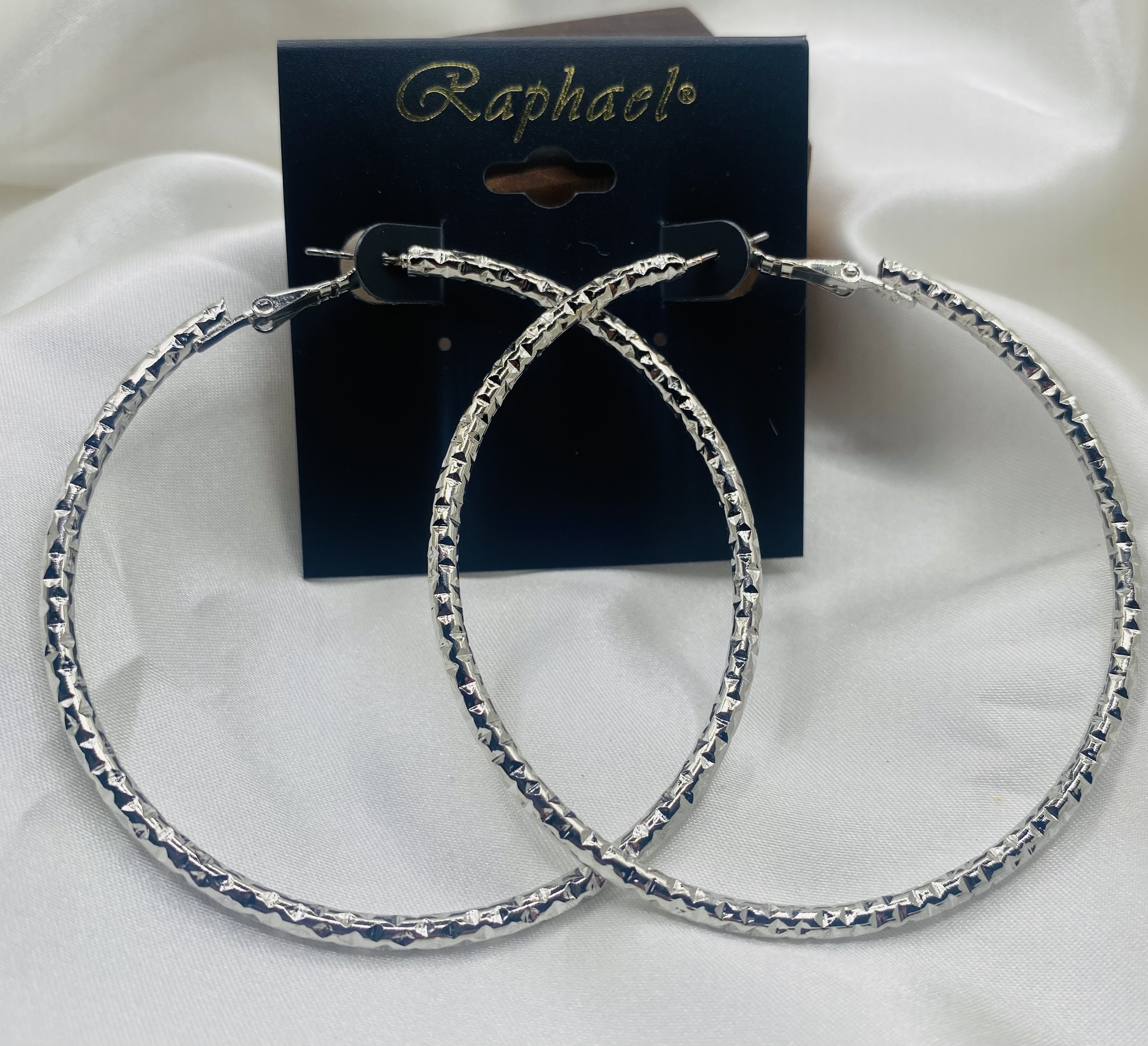 Image 2 for Raphael Silver Textured Hoop Earrings - NWT