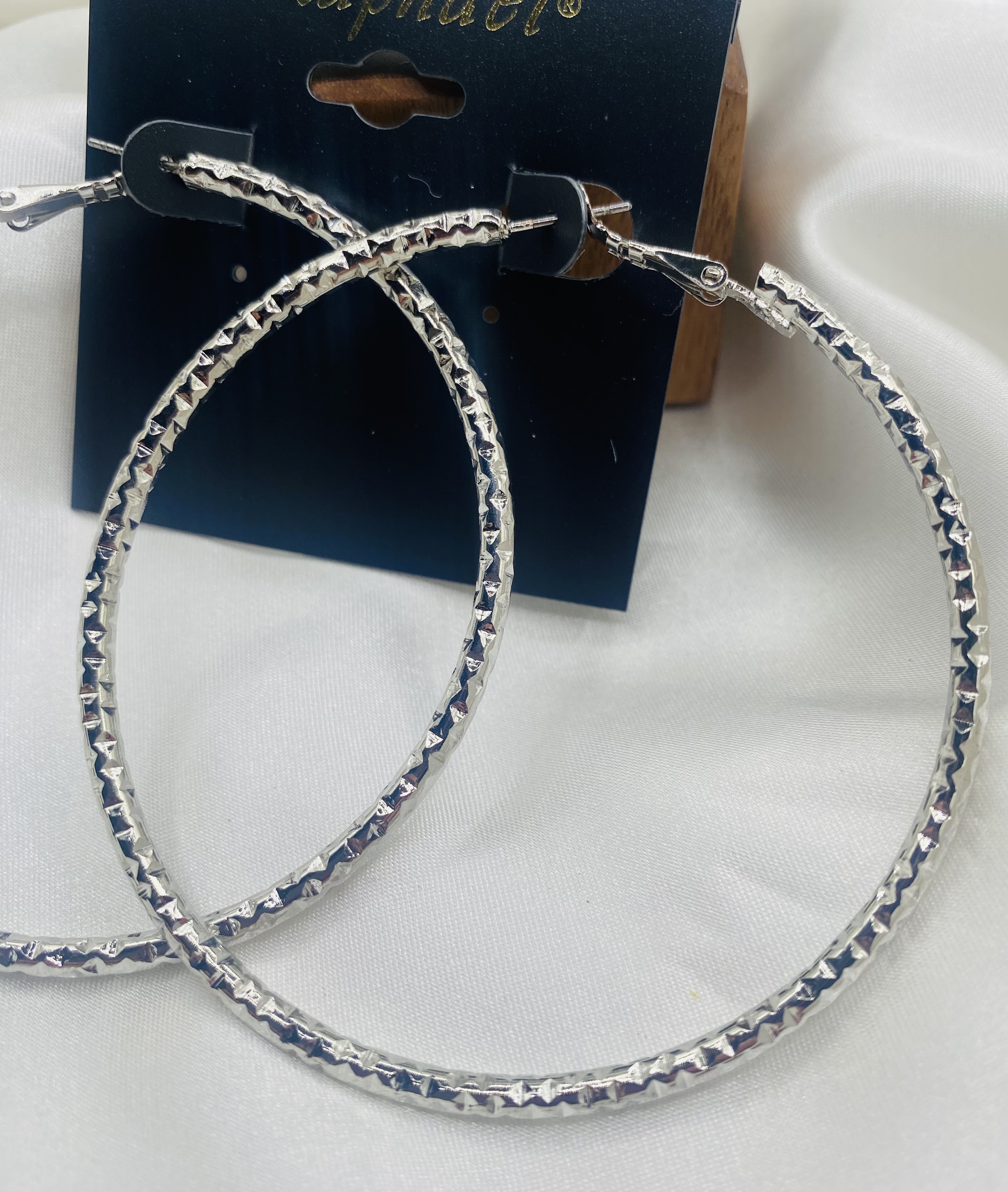 Image 4 for Raphael Silver Textured Hoop Earrings - NWT