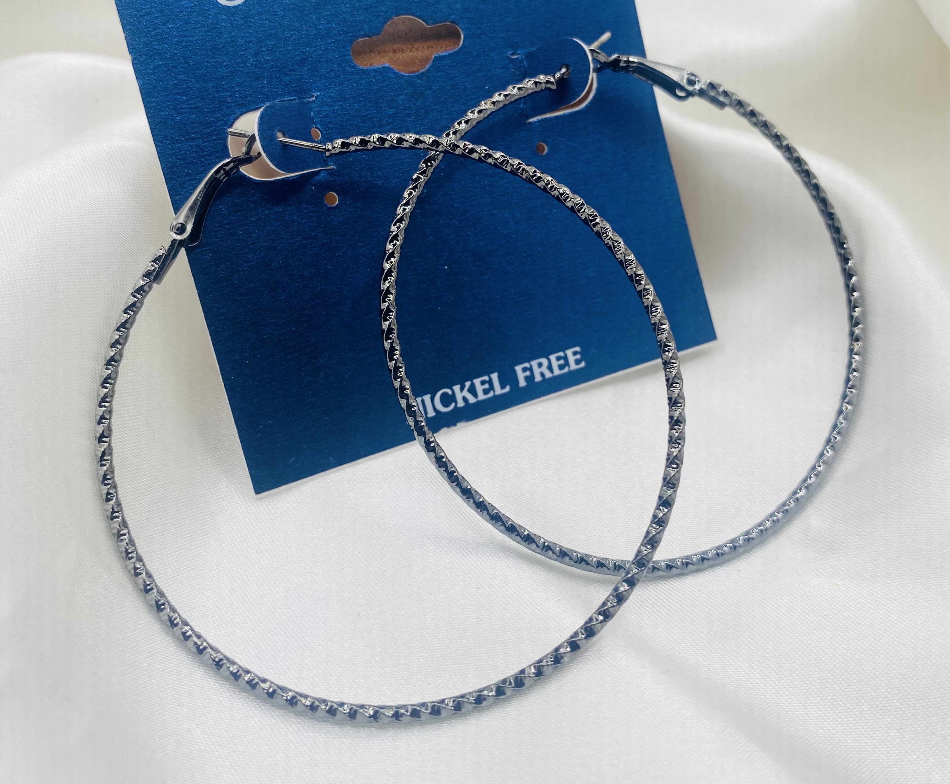 Gunmetal Textured Hoop Earrings - NWT