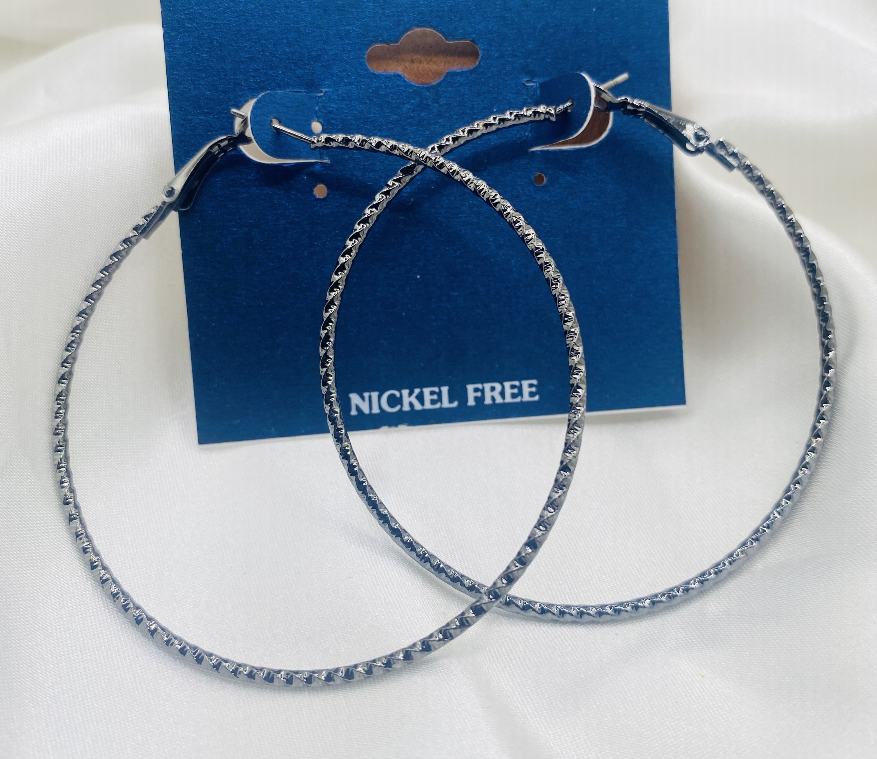 Image 2 for Gunmetal Textured Hoop Earrings - NWT