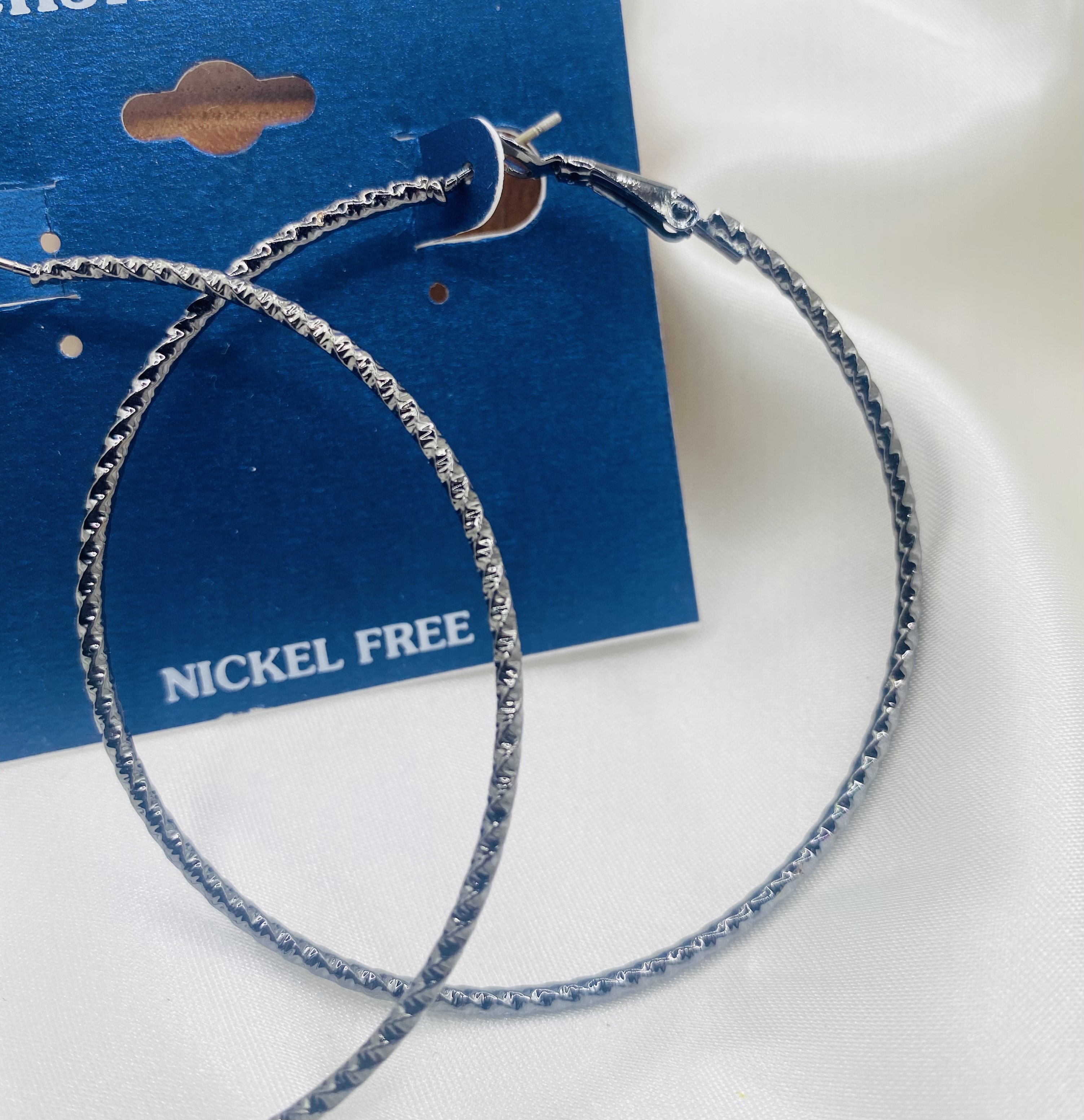 Image 4 for Gunmetal Textured Hoop Earrings - NWT