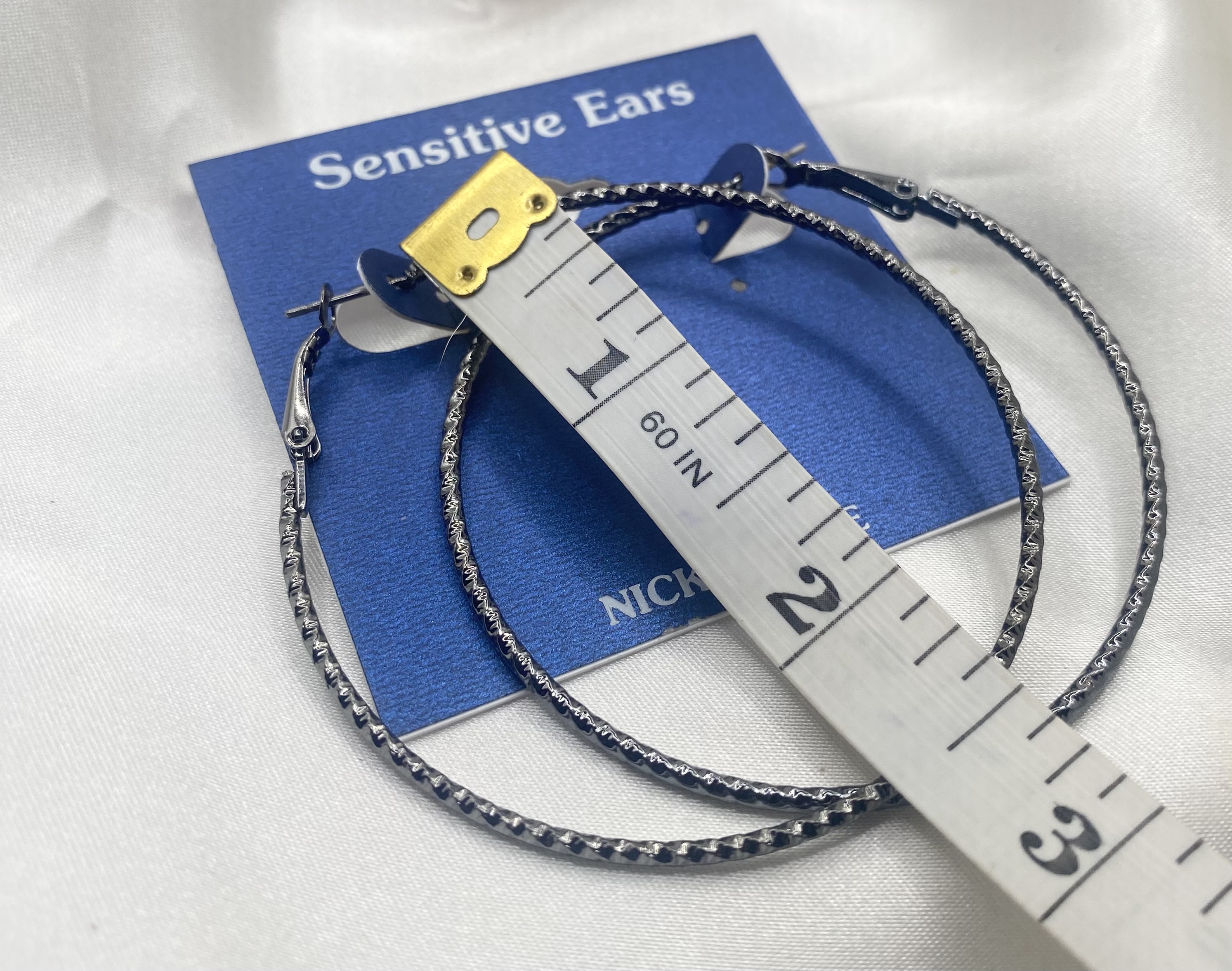 Image 3 for Gunmetal Textured Hoop Earrings - NWT