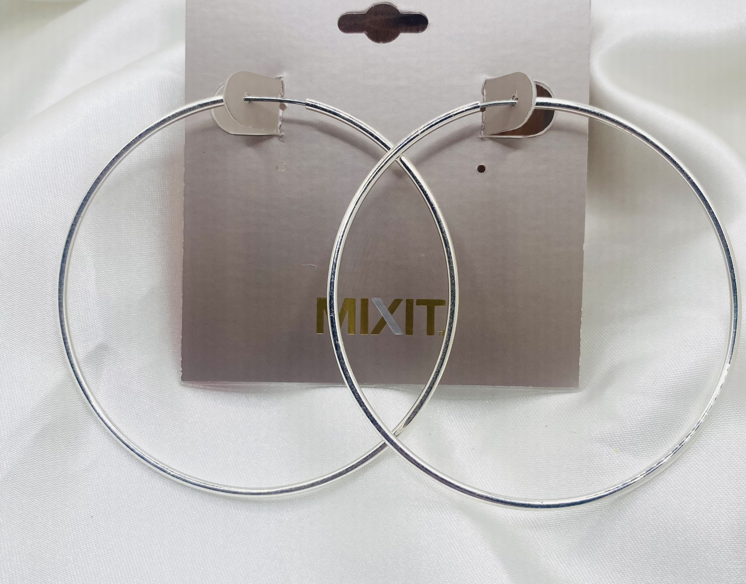 MIXIT Silver Large Hoop Earrings NWT