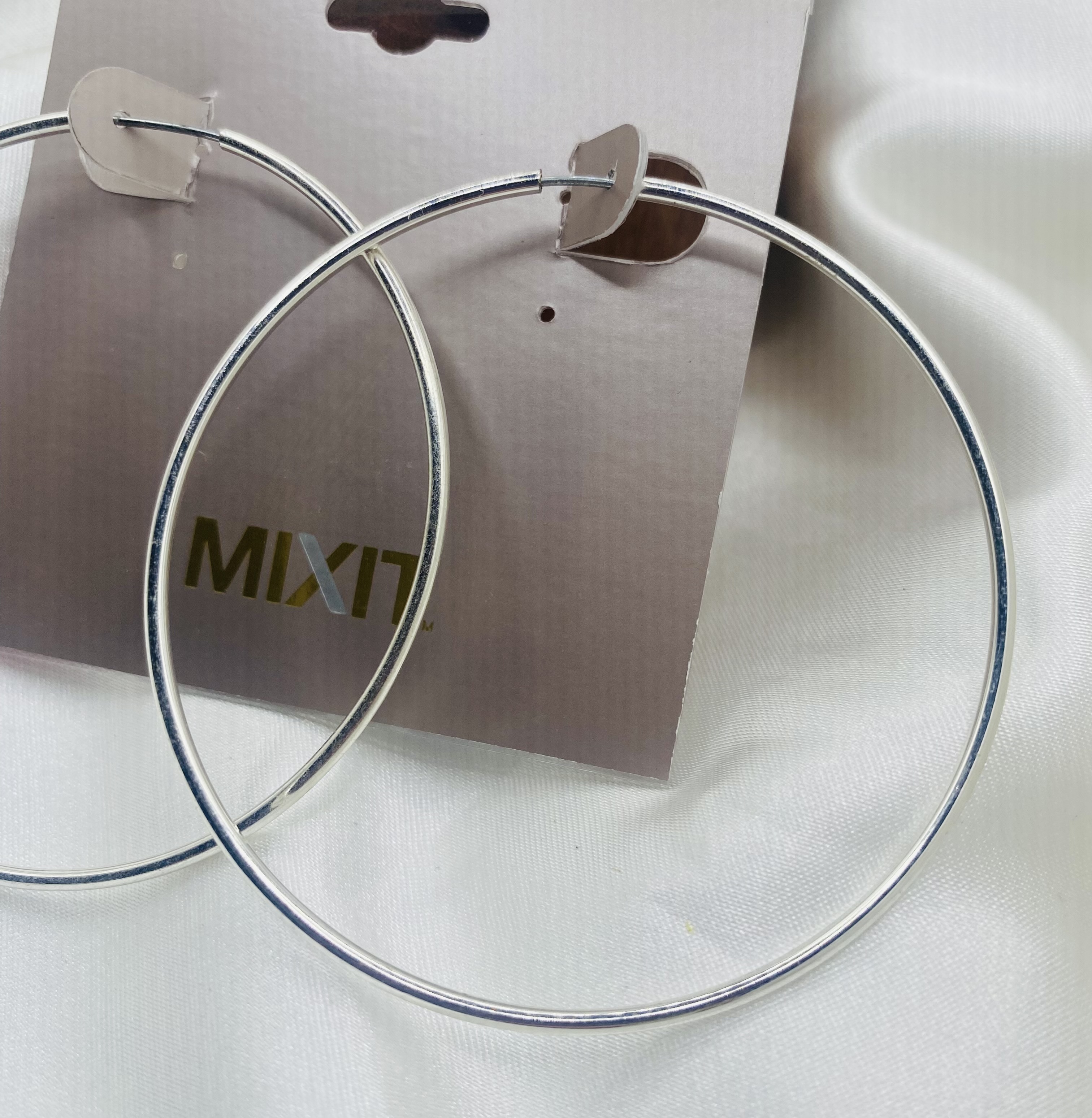 Image 3 for MIXIT Silver Large Hoop Earrings NWT
