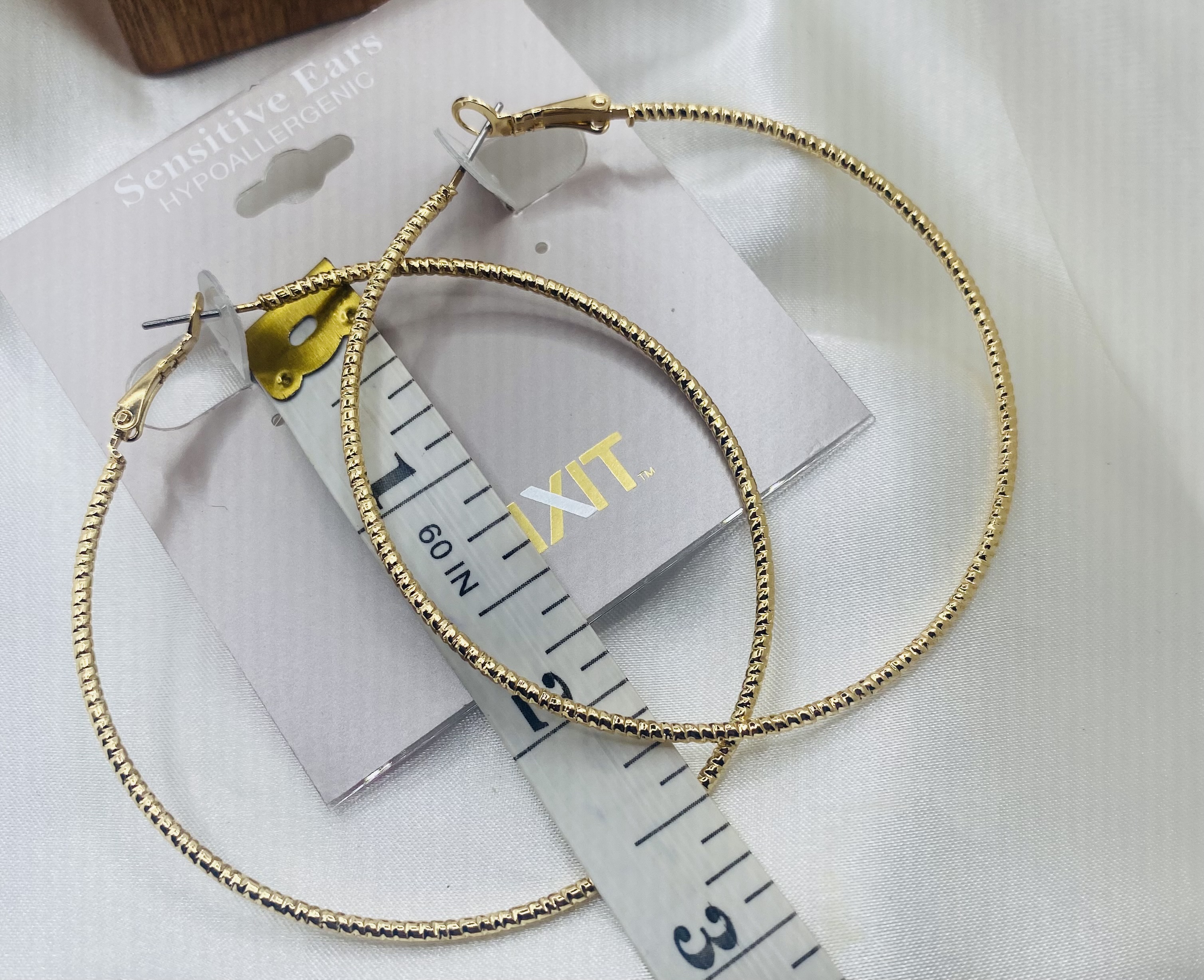 Image 3 for MIXIT Gold Hypoallergenic Textured Hoop Earrings NWT