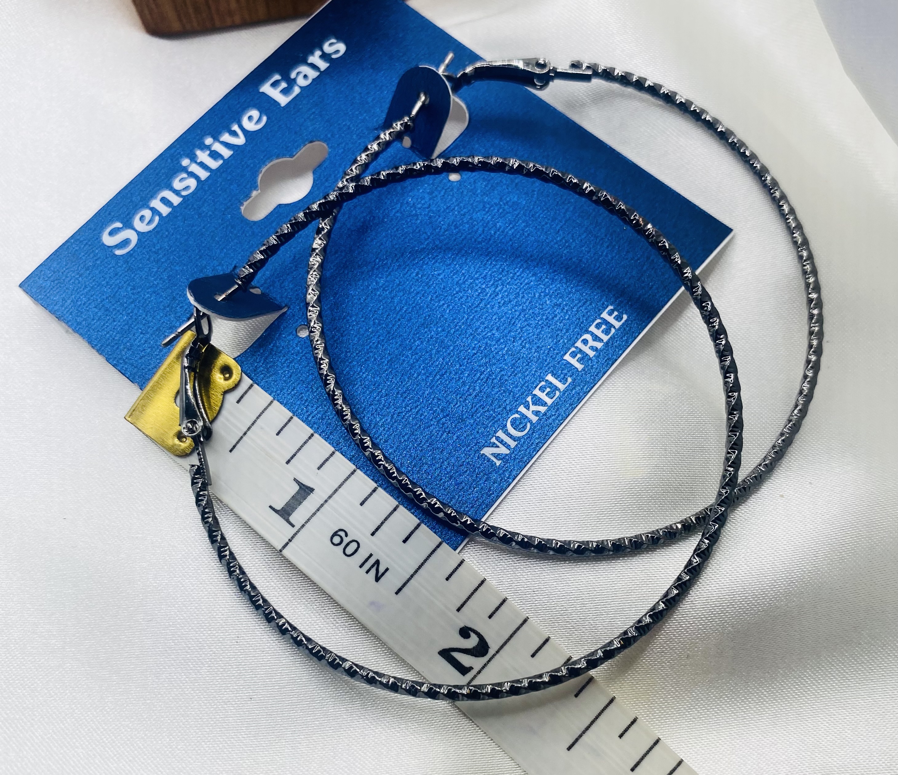 Image 3 for NWT Sensitive Ears Black Textured Hoop Earrings - Nickel Free