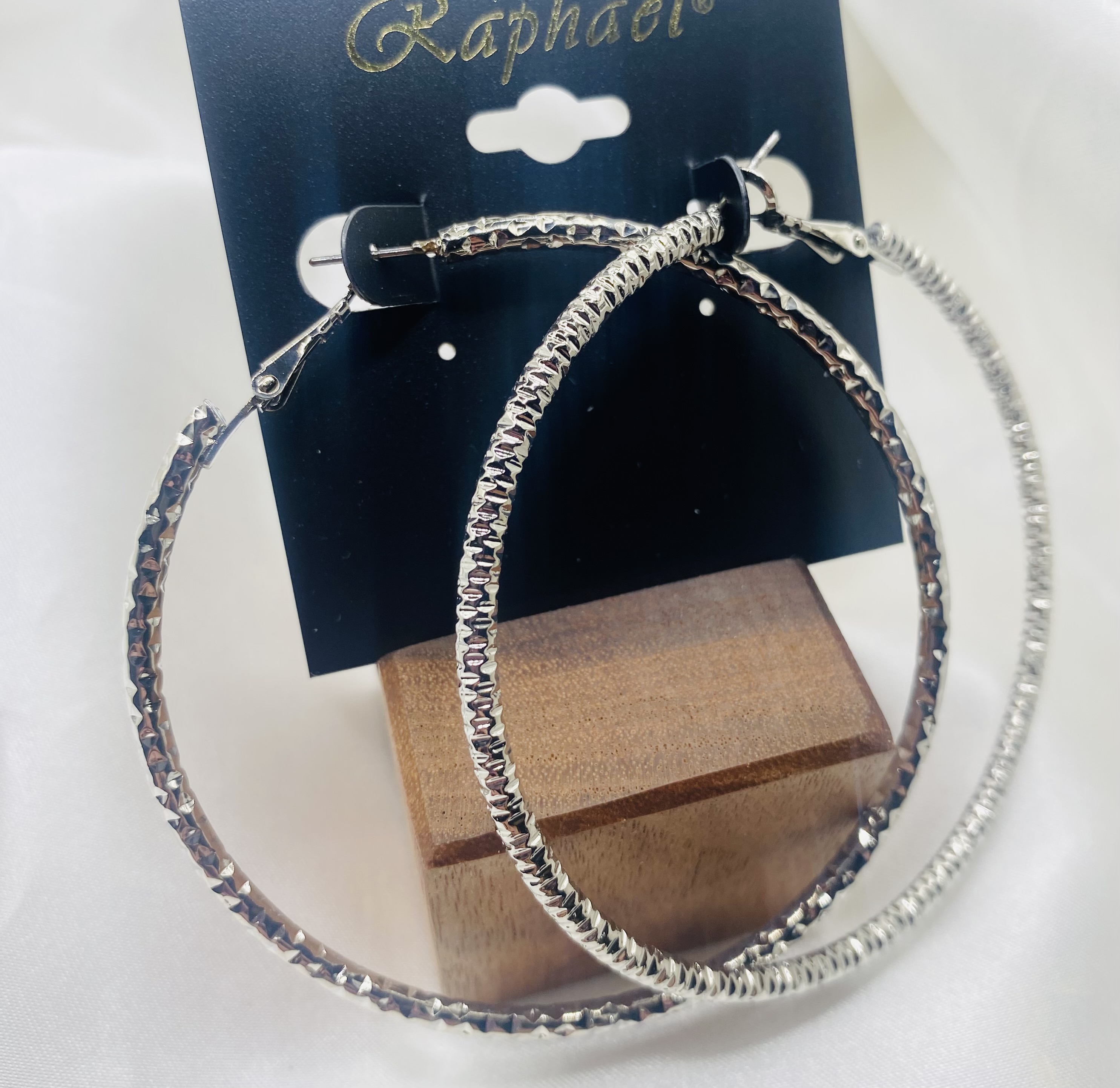 Image 4 for Raphael's Silver Textured Hoop Earrings - NWT