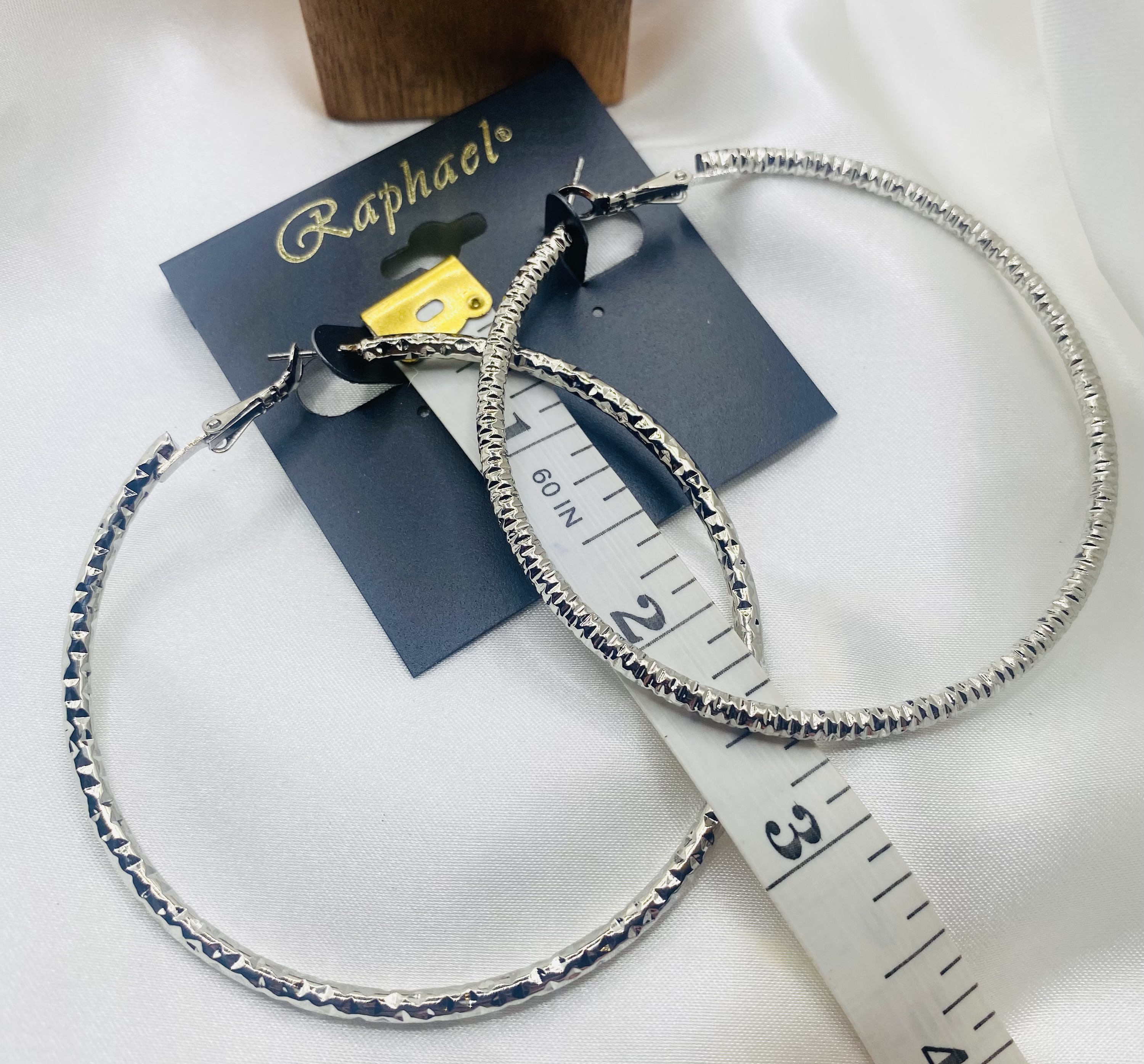 Image 3 for Raphael's Silver Textured Hoop Earrings - NWT