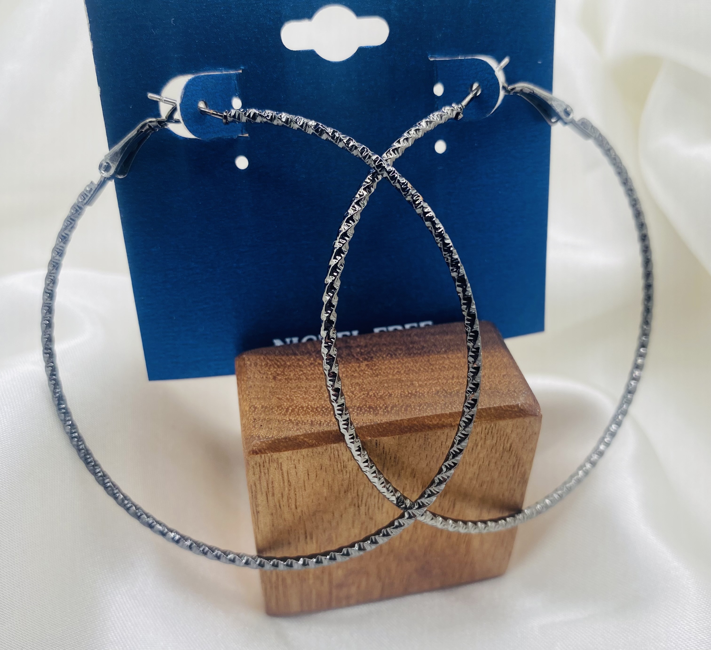 Image 2 for Raphael's Silver Textured Hoop Earrings - NWT