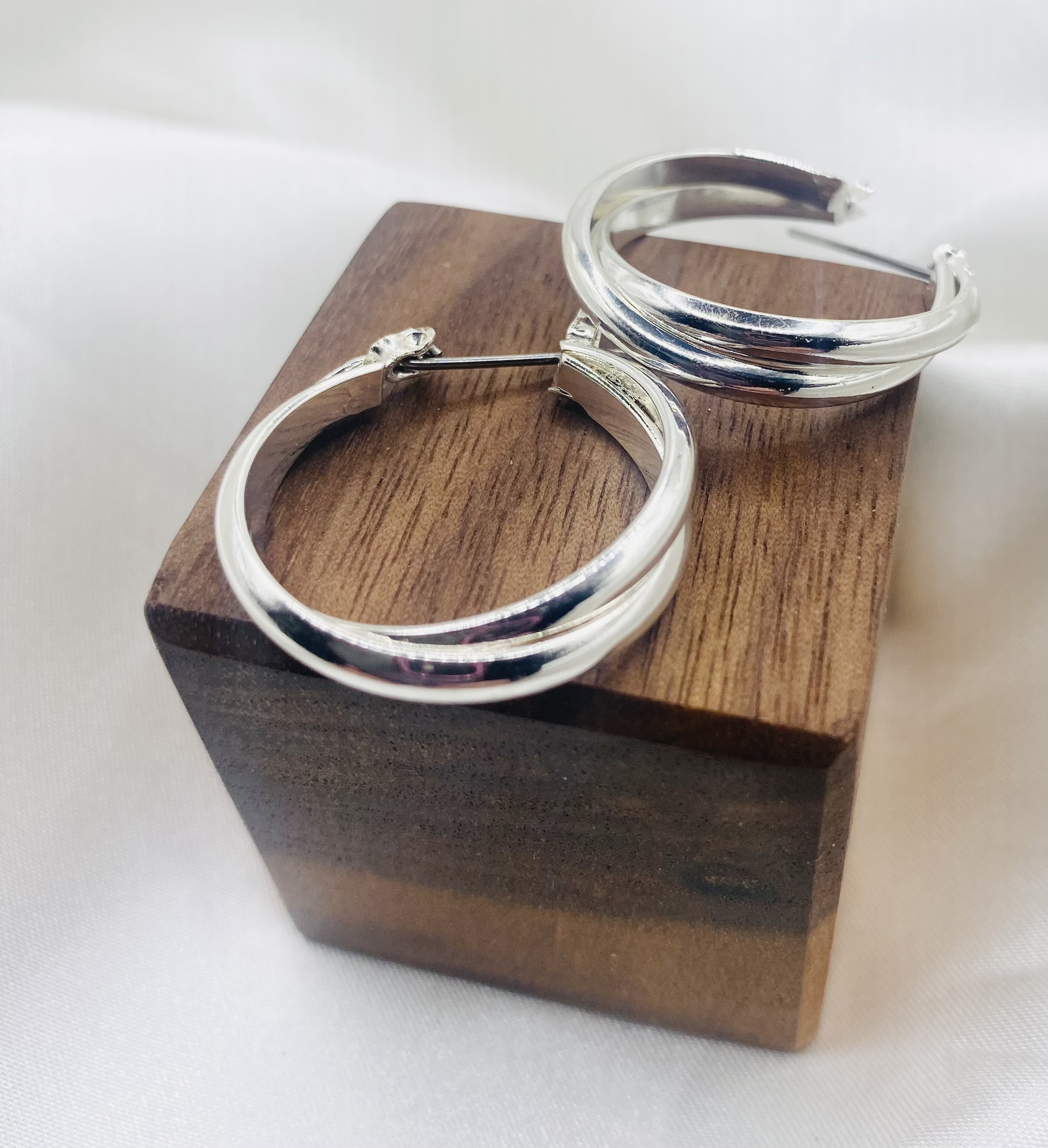 Silver Double Hoop Earrings - NWT