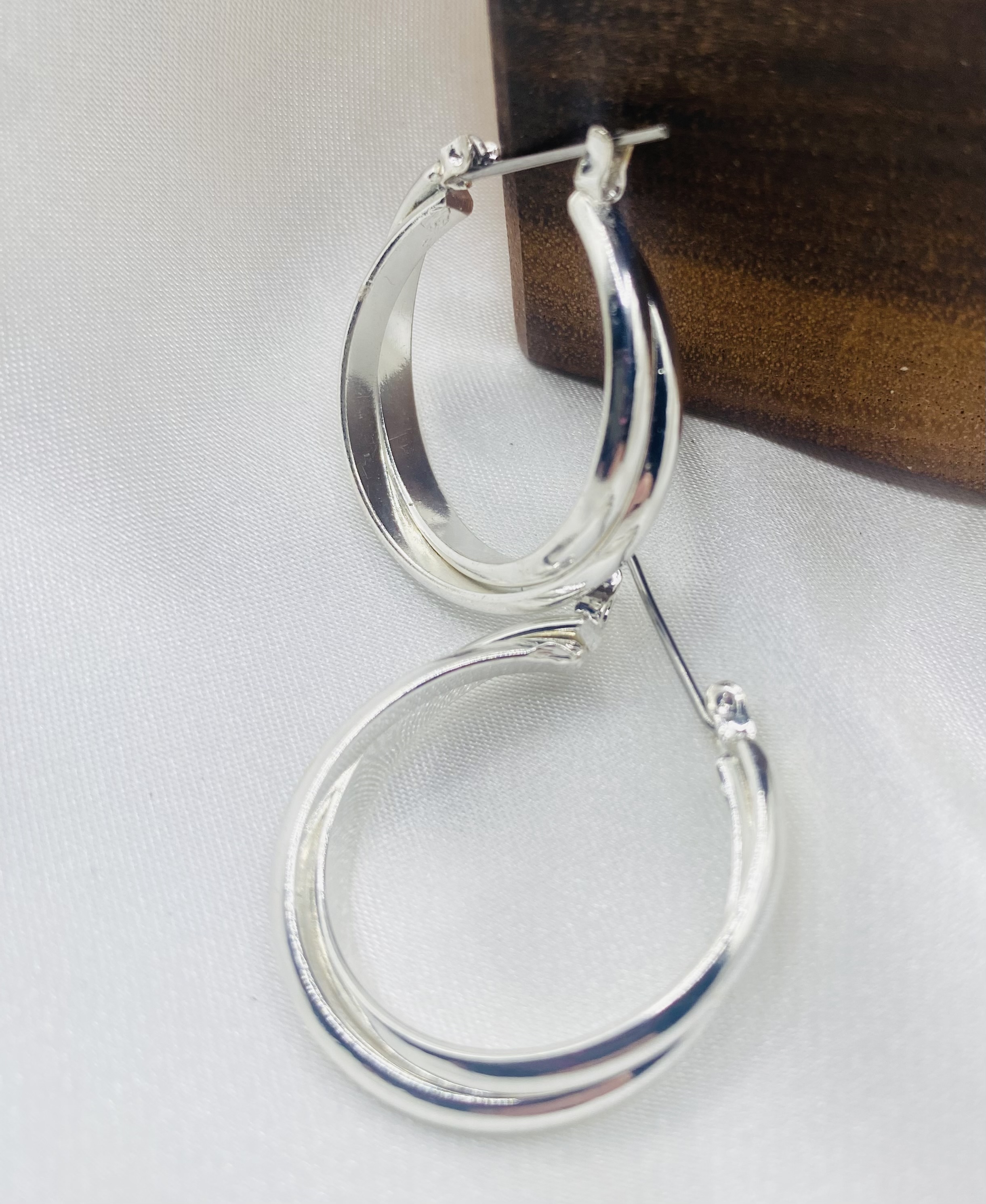 Image 3 for Silver Double Hoop Earrings - NWT