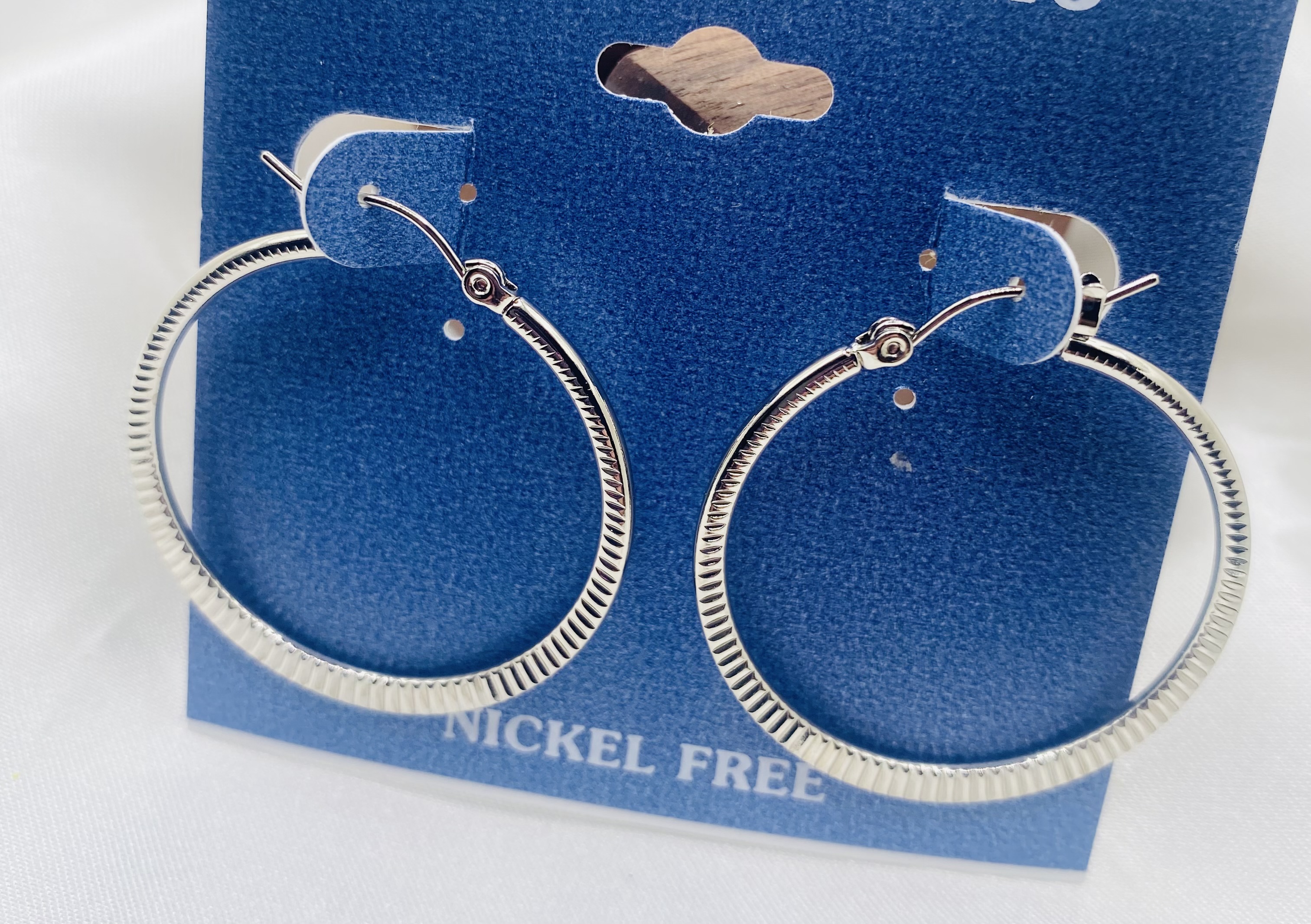 Silver Textured Hoop Earrings - NWT