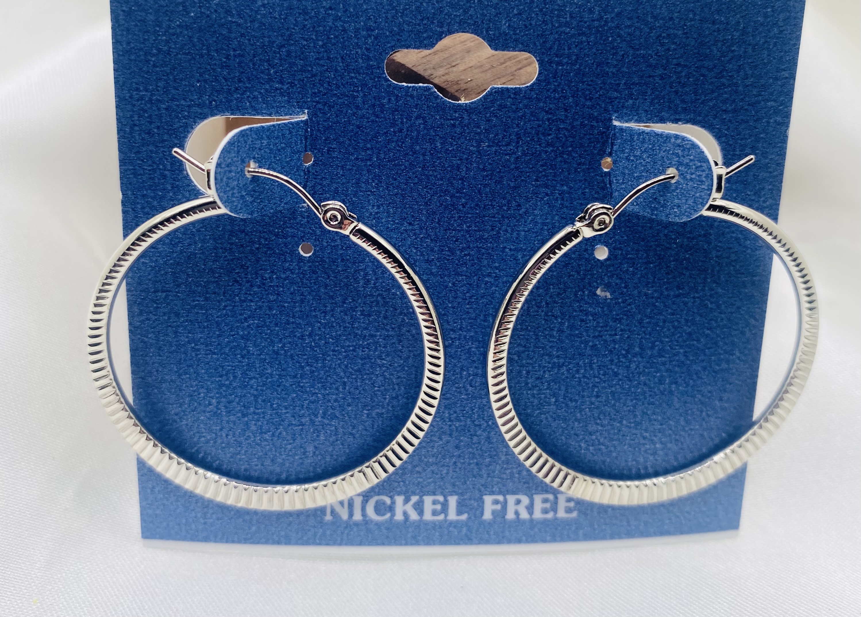 Image 4 for Silver Textured Hoop Earrings - NWT