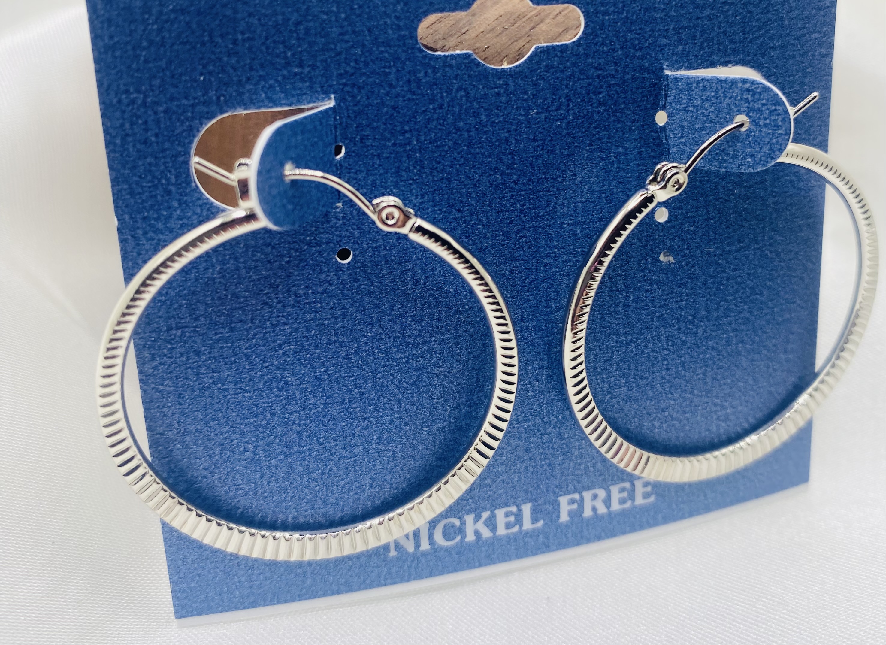 Image 3 for Silver Textured Hoop Earrings - NWT