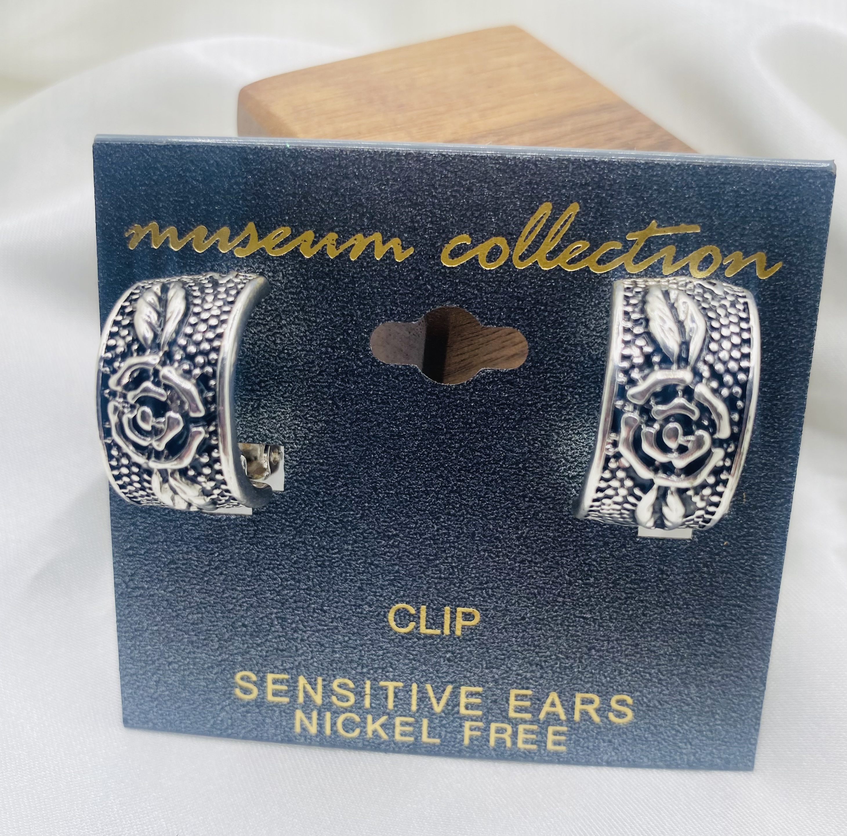 Museum Collection Rose Ear Clips - NWT, Nickel Free