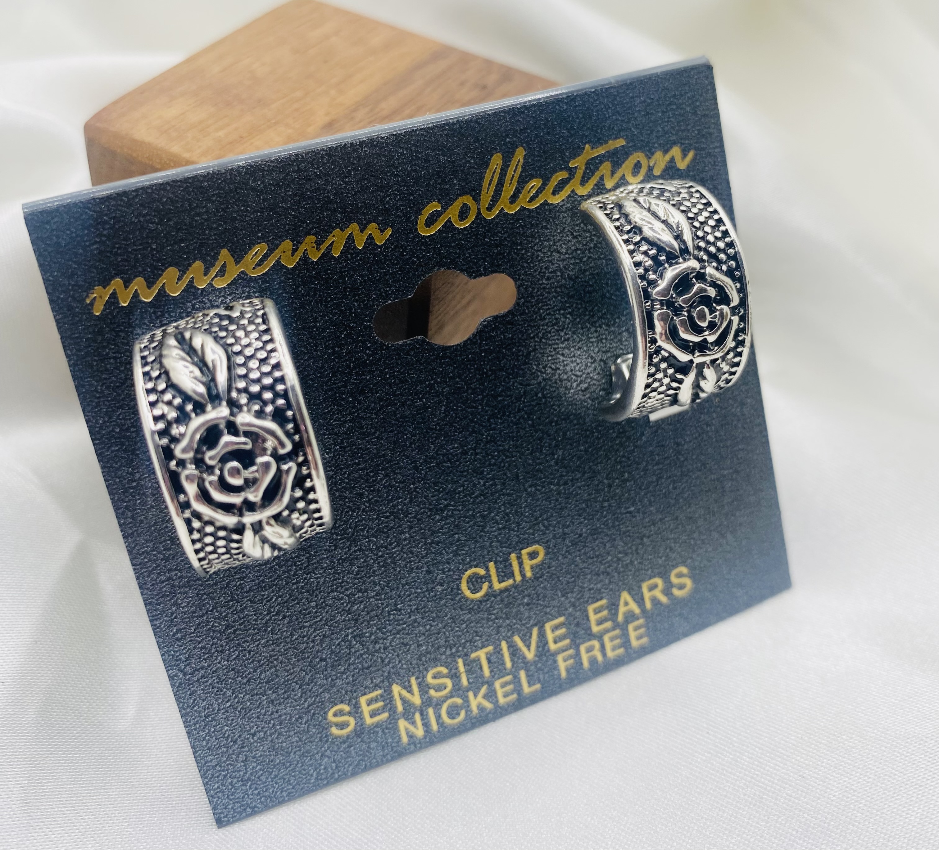 Image 2 for Museum Collection Rose Ear Clips - NWT, Nickel Free