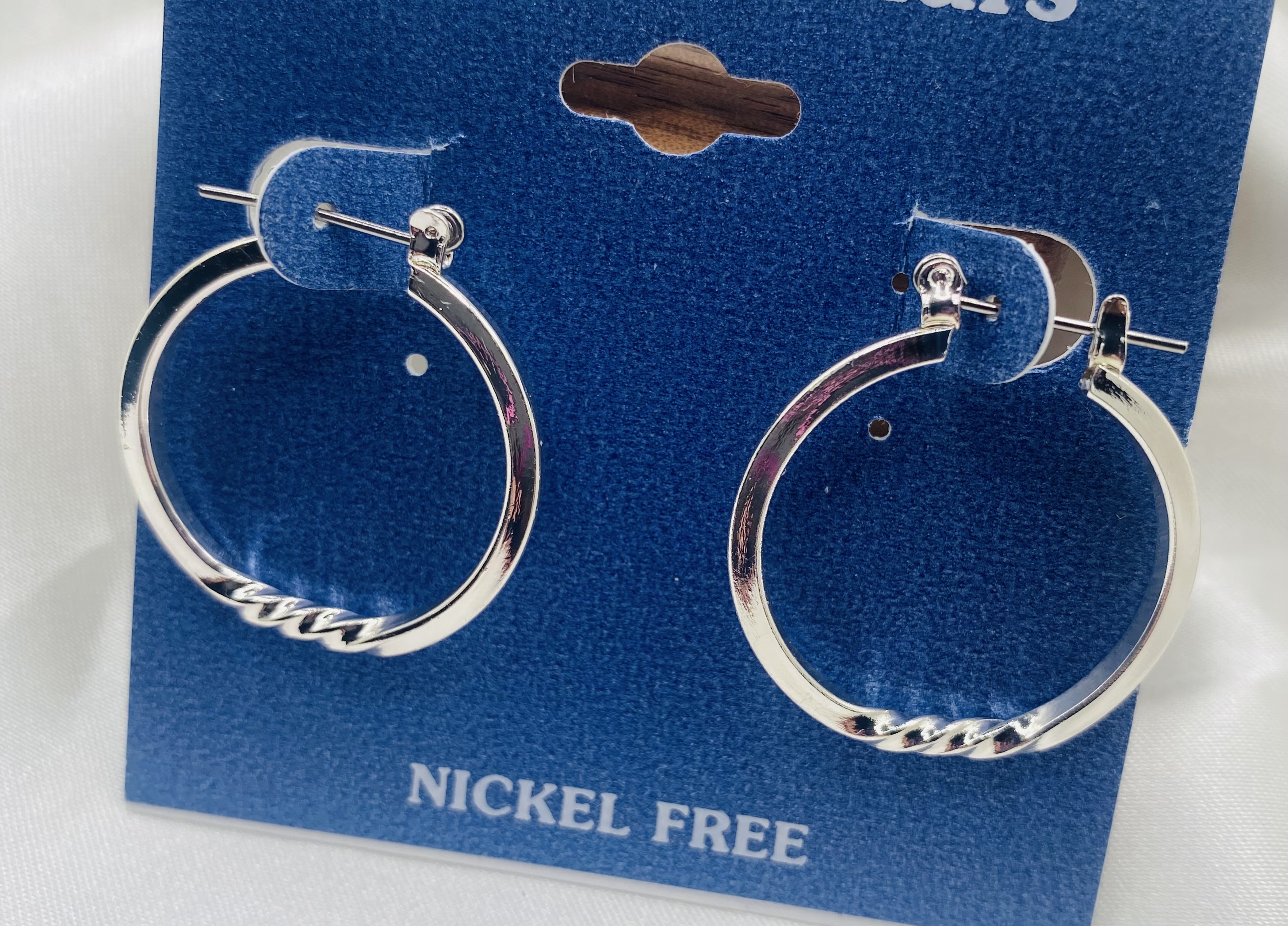 Image 4 for Silver Twisted Hoop Earrings - Nickel Free - NWT