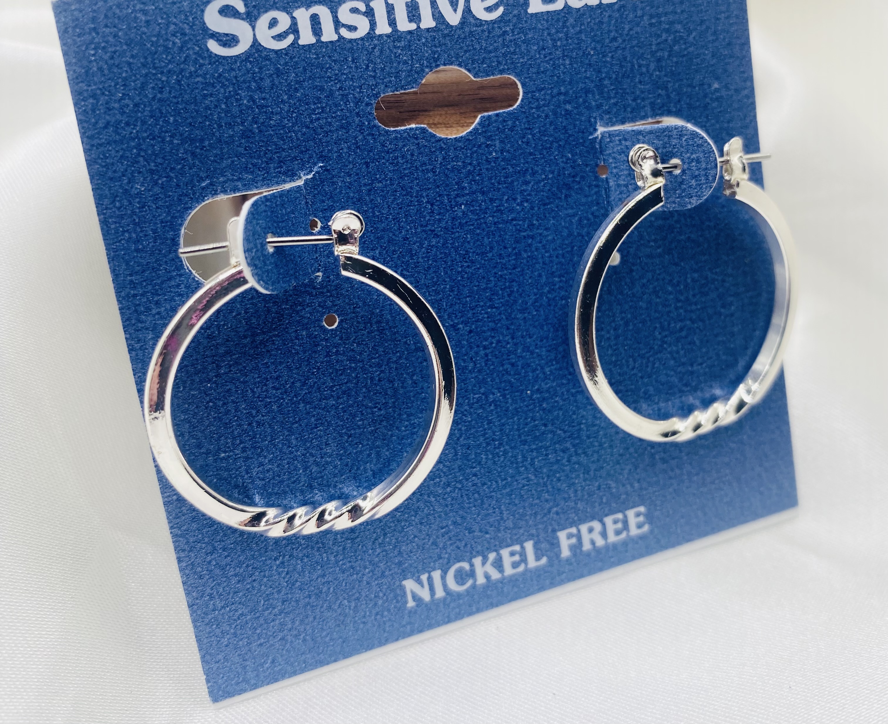 Image 2 for Silver Twisted Hoop Earrings - Nickel Free - NWT