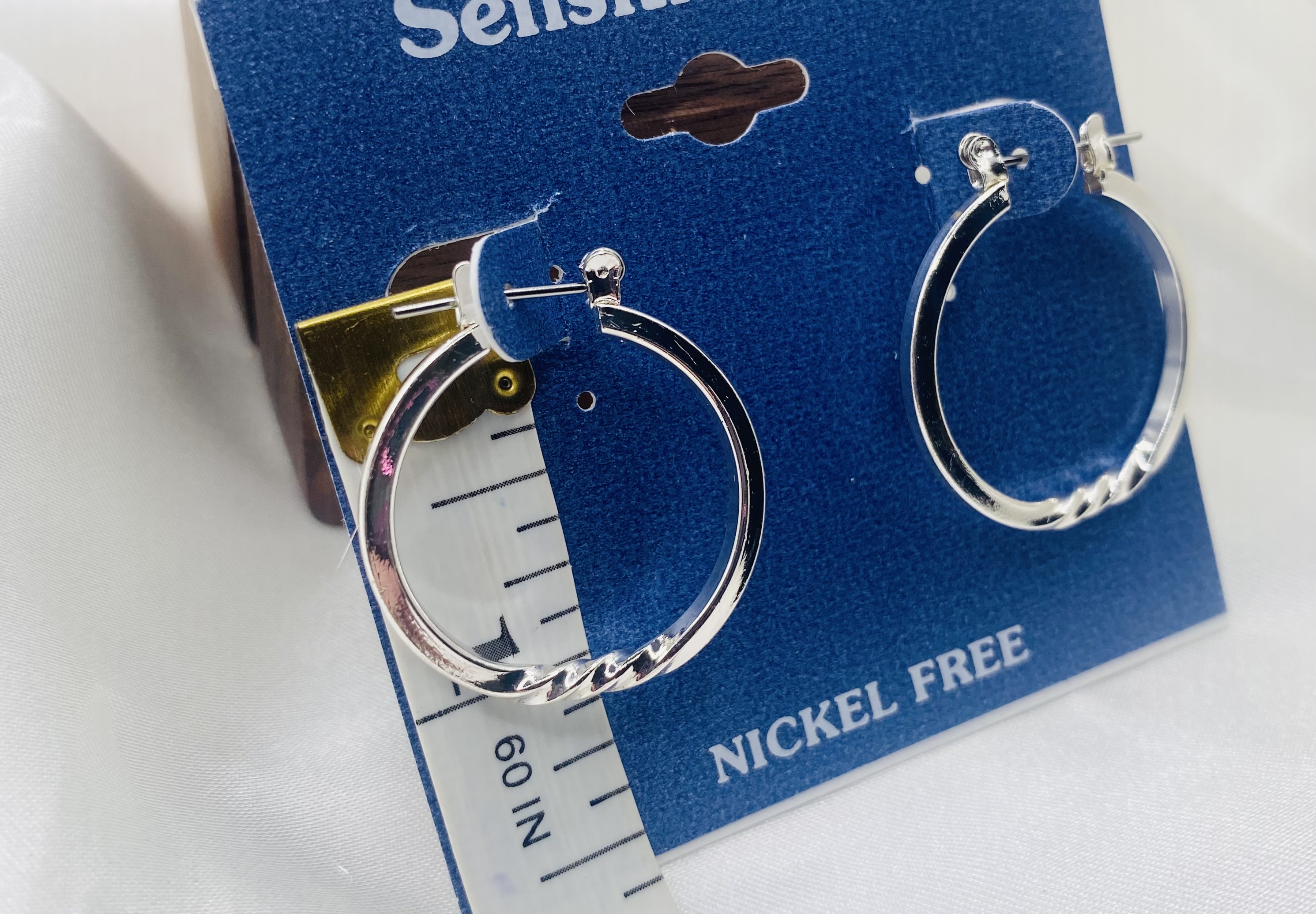 Image 3 for Silver Twisted Hoop Earrings - Nickel Free - NWT