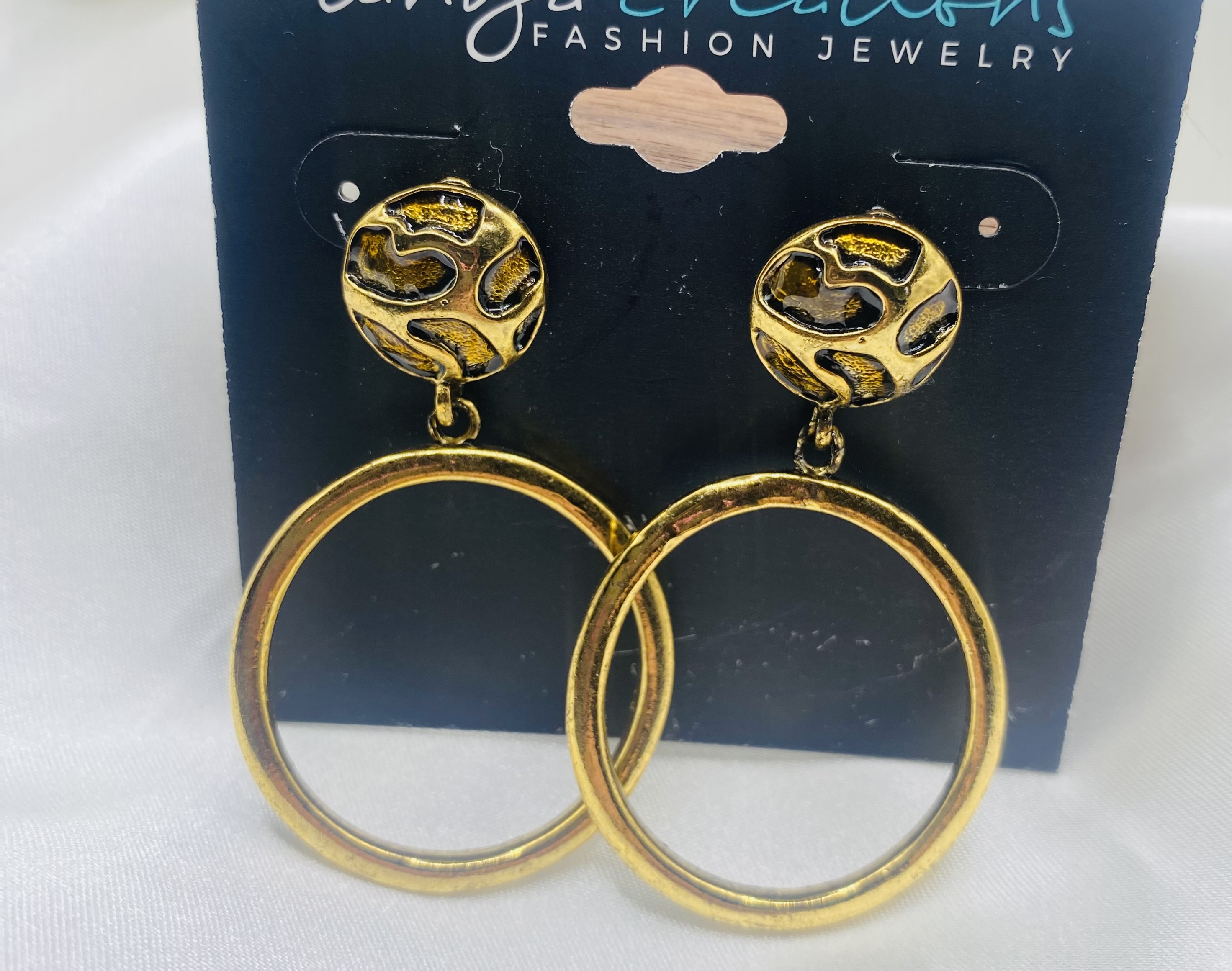 Image 3 for Tanya Creations Gold Leopard Print Dangle Earrings - NWT