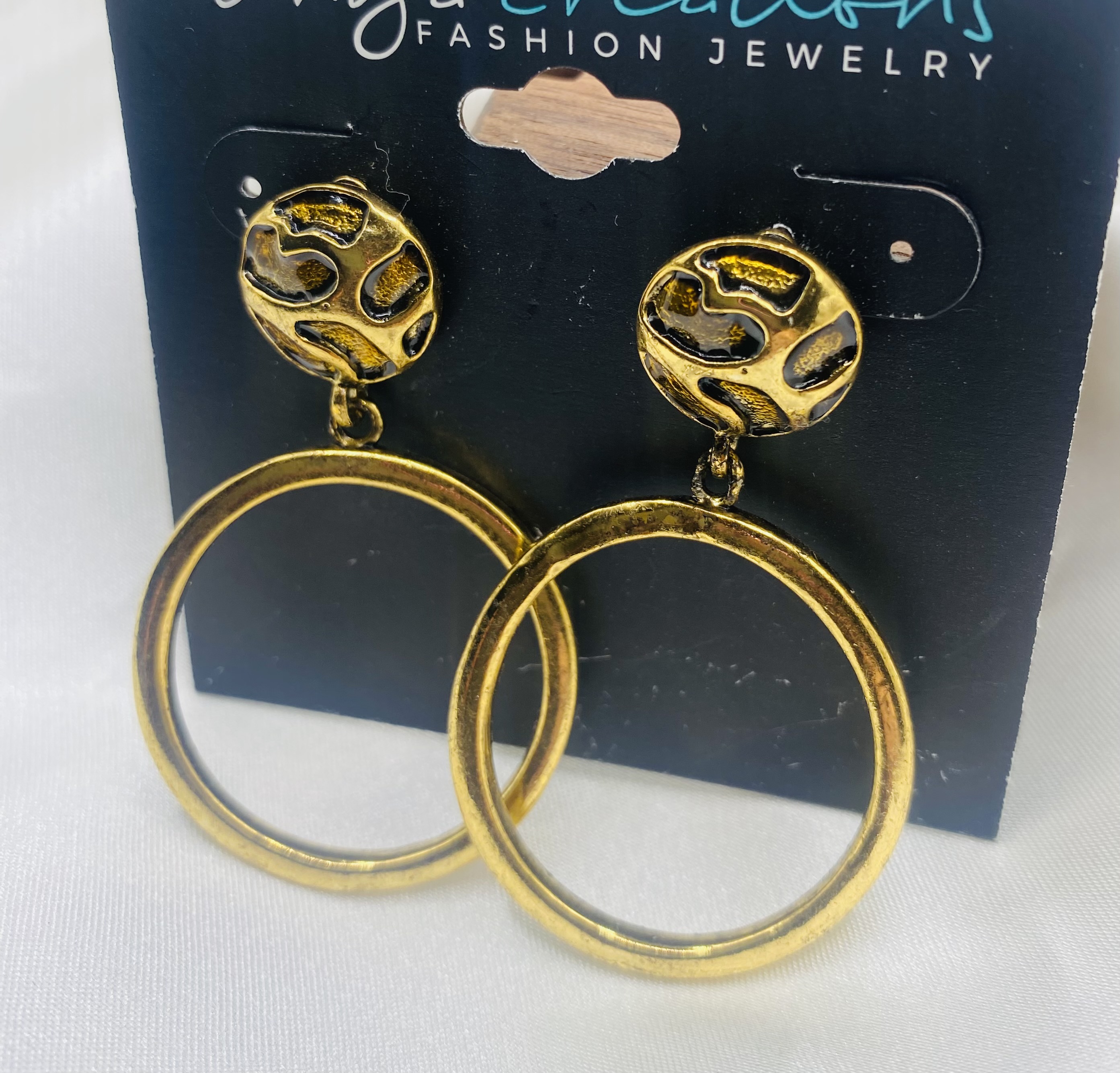Image 5 for Tanya Creations Gold Leopard Print Dangle Earrings - NWT
