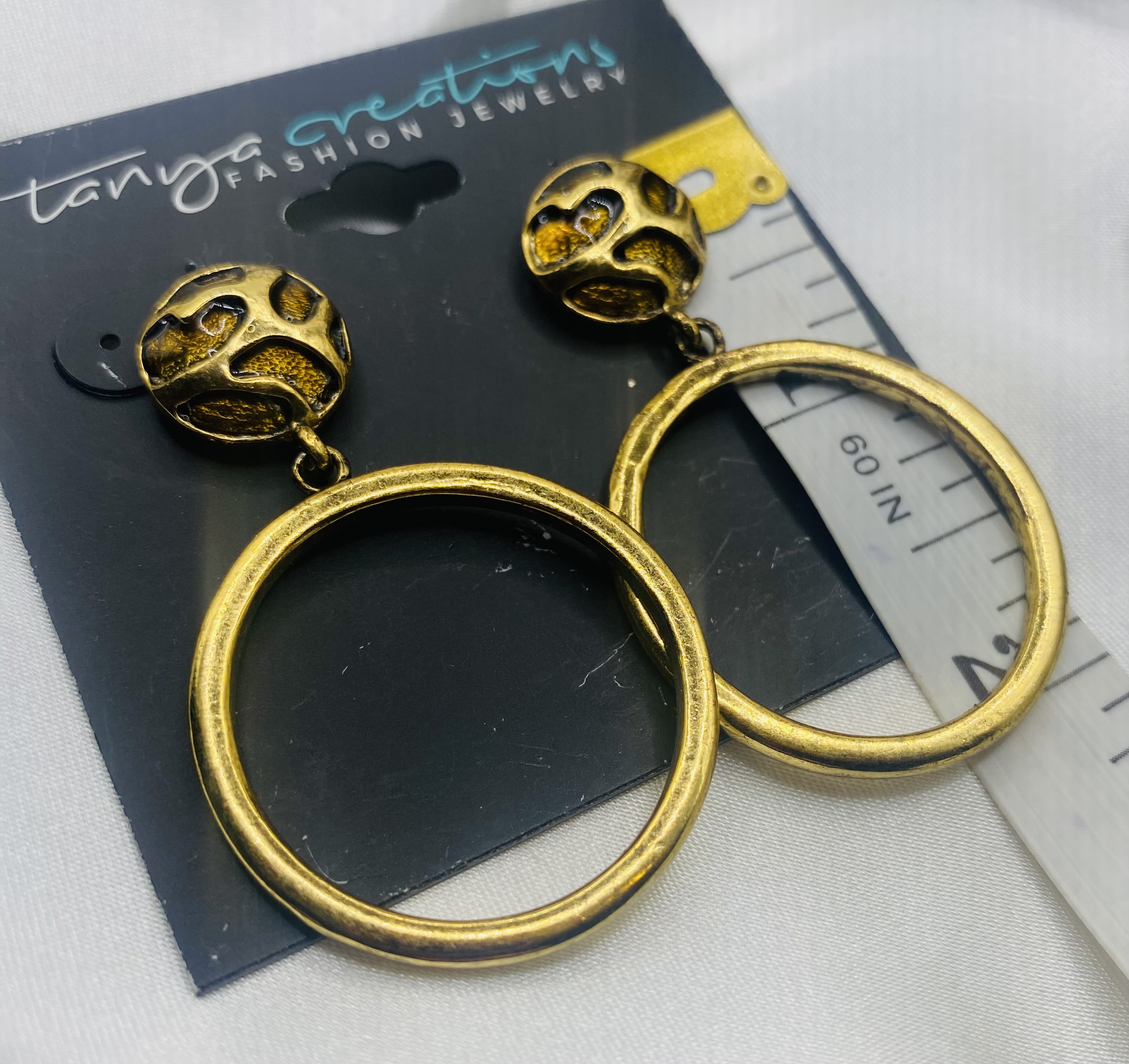 Image 2 for Tanya Creations Gold Leopard Print Dangle Earrings - NWT