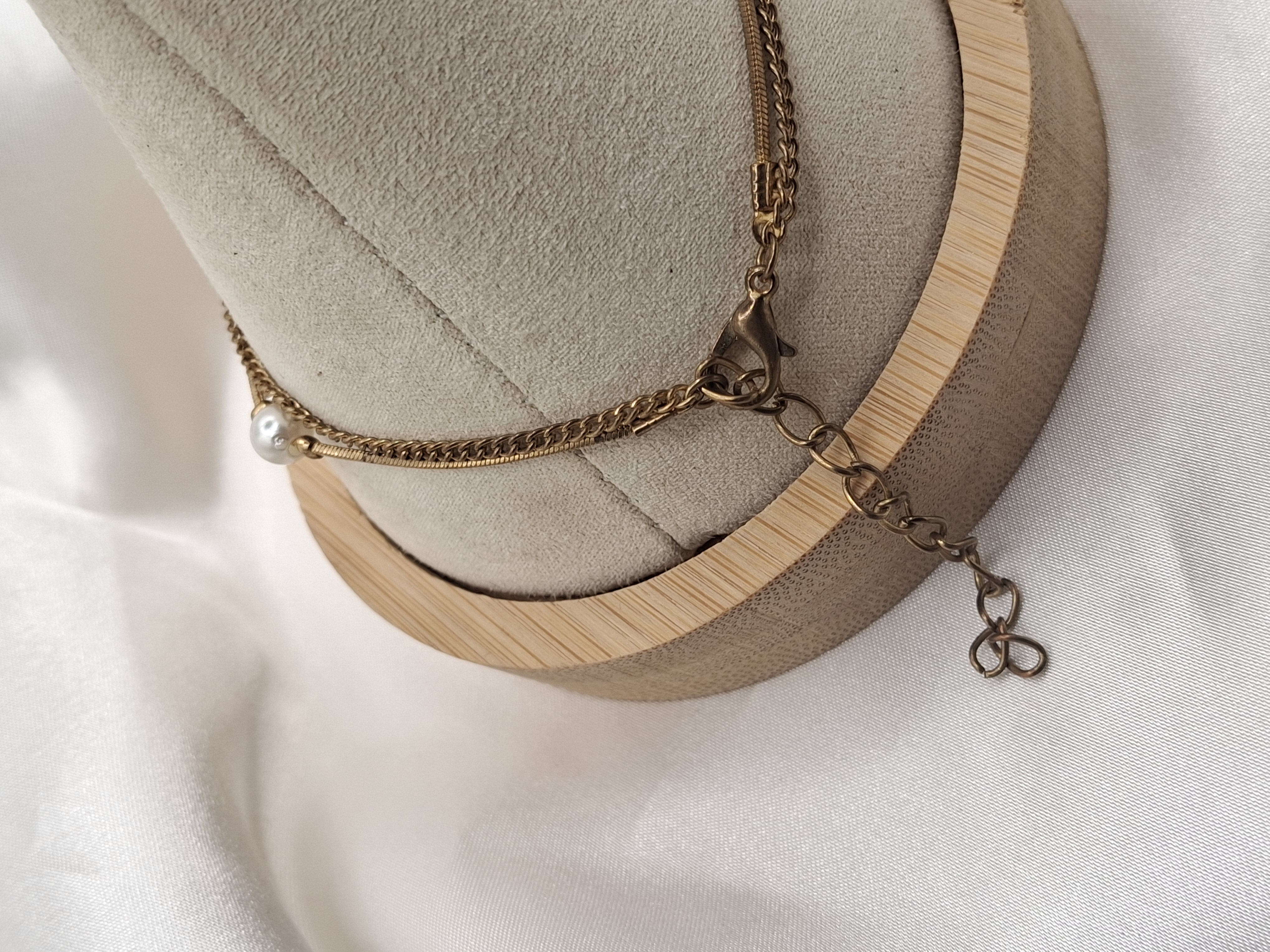 Image 4 for Elegant Pearl & Gold Double Chain Anklet - NWT