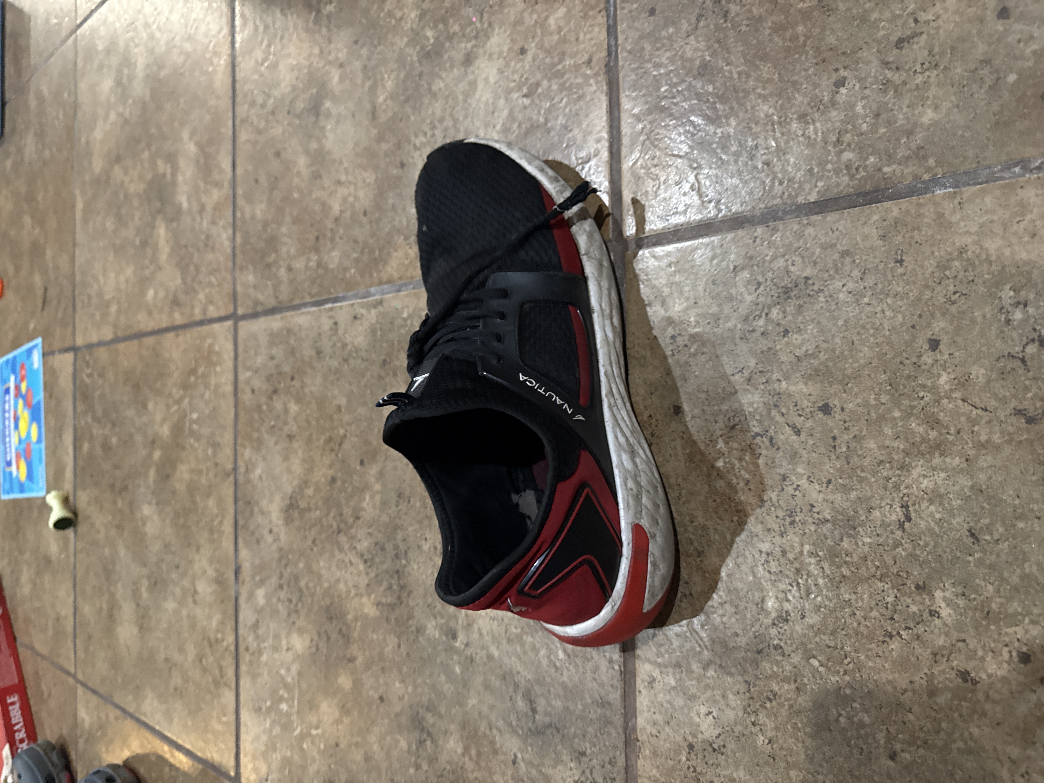 Used Nautica Men's Red Black Running Shoes - Fair Condition