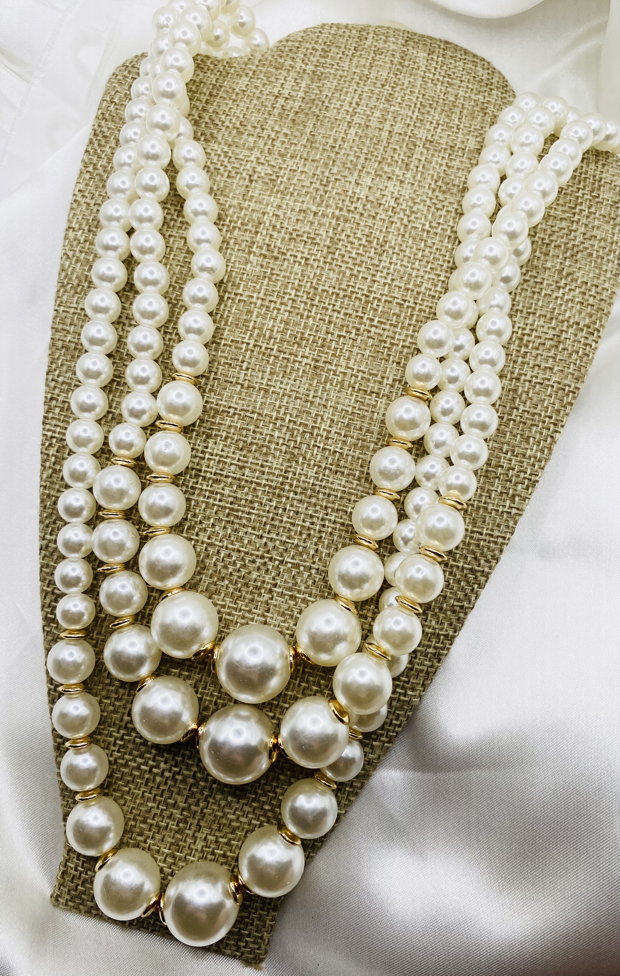 Image 5 for Elegant 3-Strand Pearl Necklace - NWT