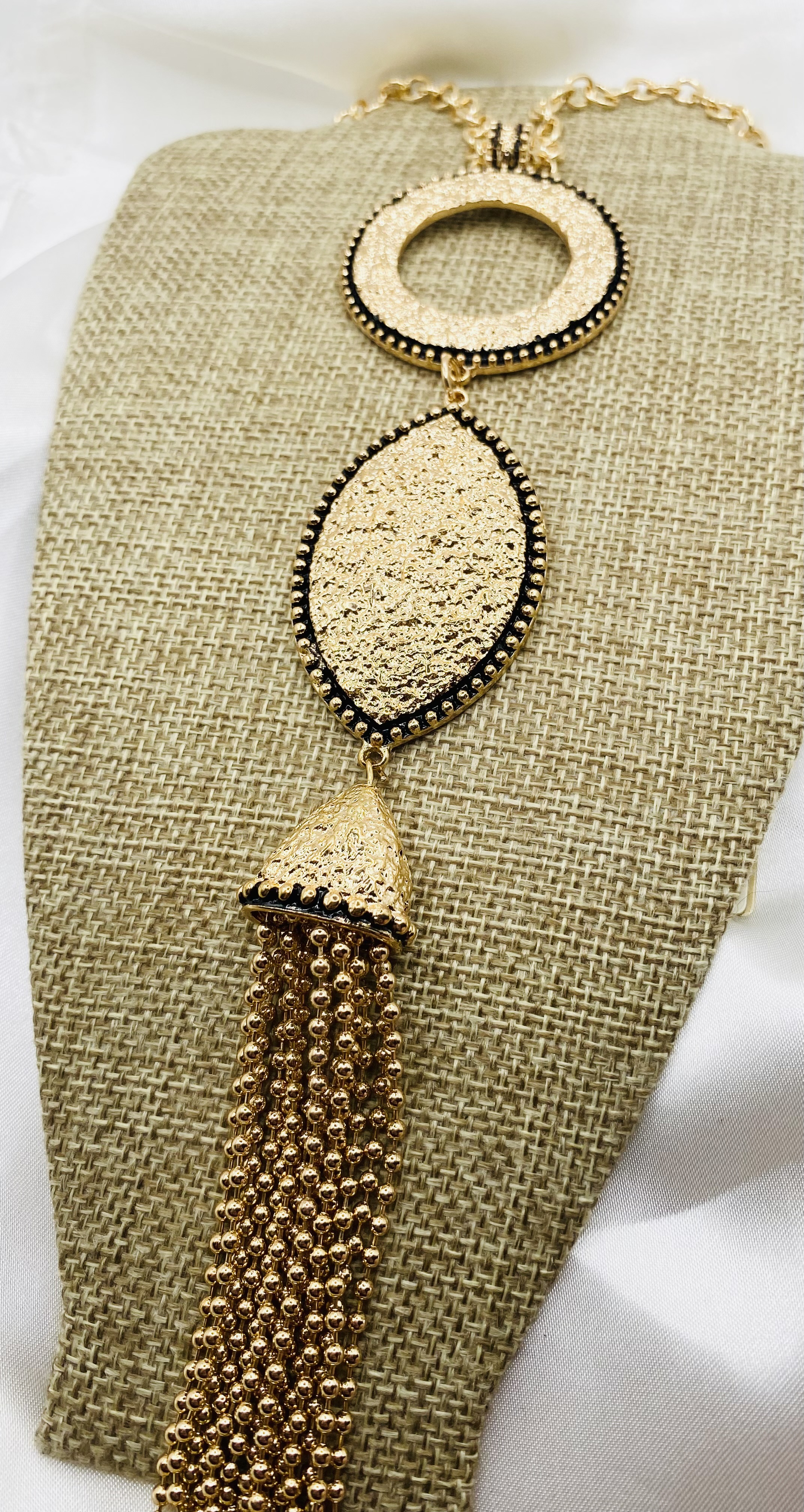 Image 3 for Statement Gold Choker Necklace w/Orange & Red Beads