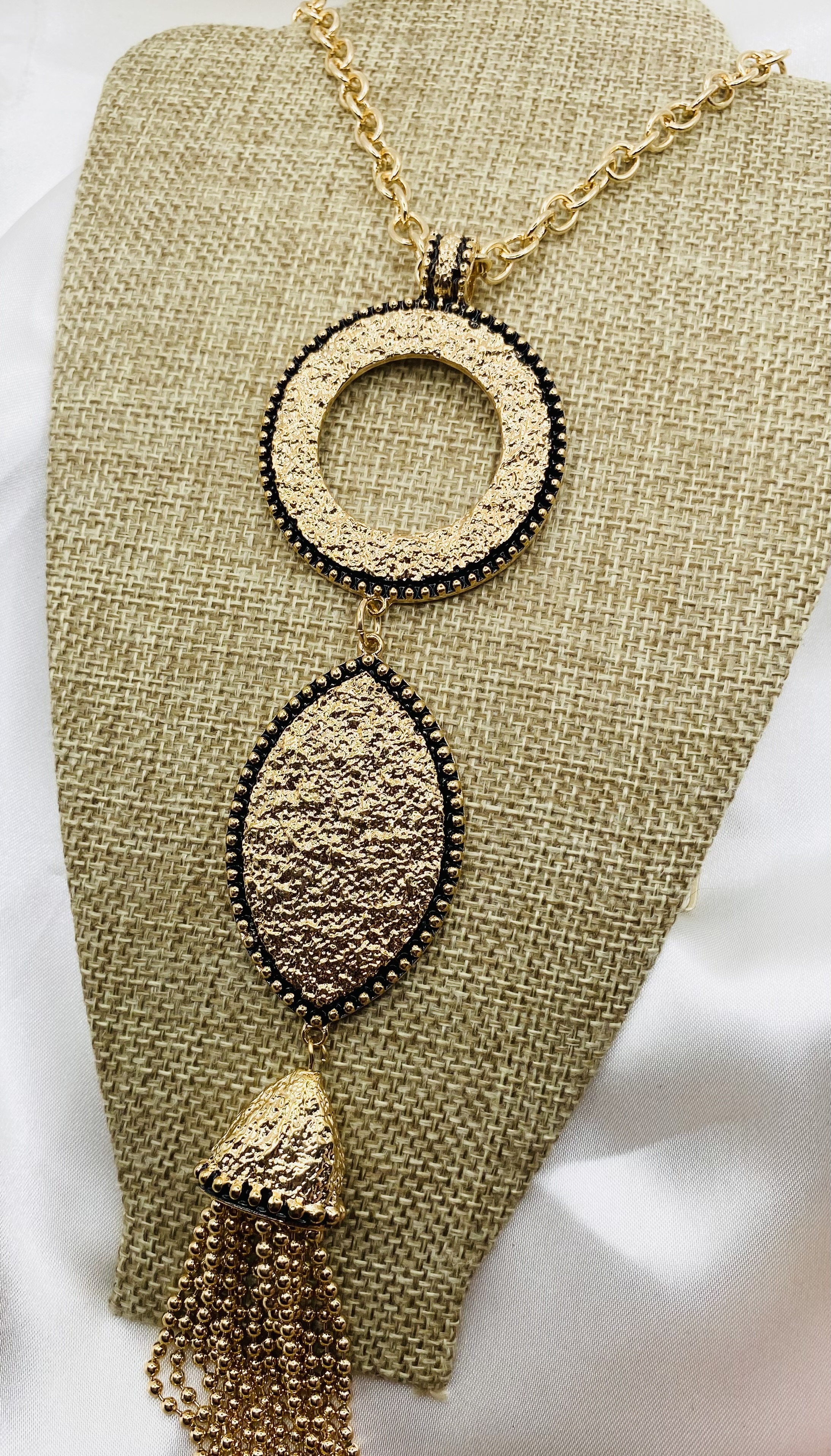 Image 3 for Gold Statement Necklace with Tassel - NWT