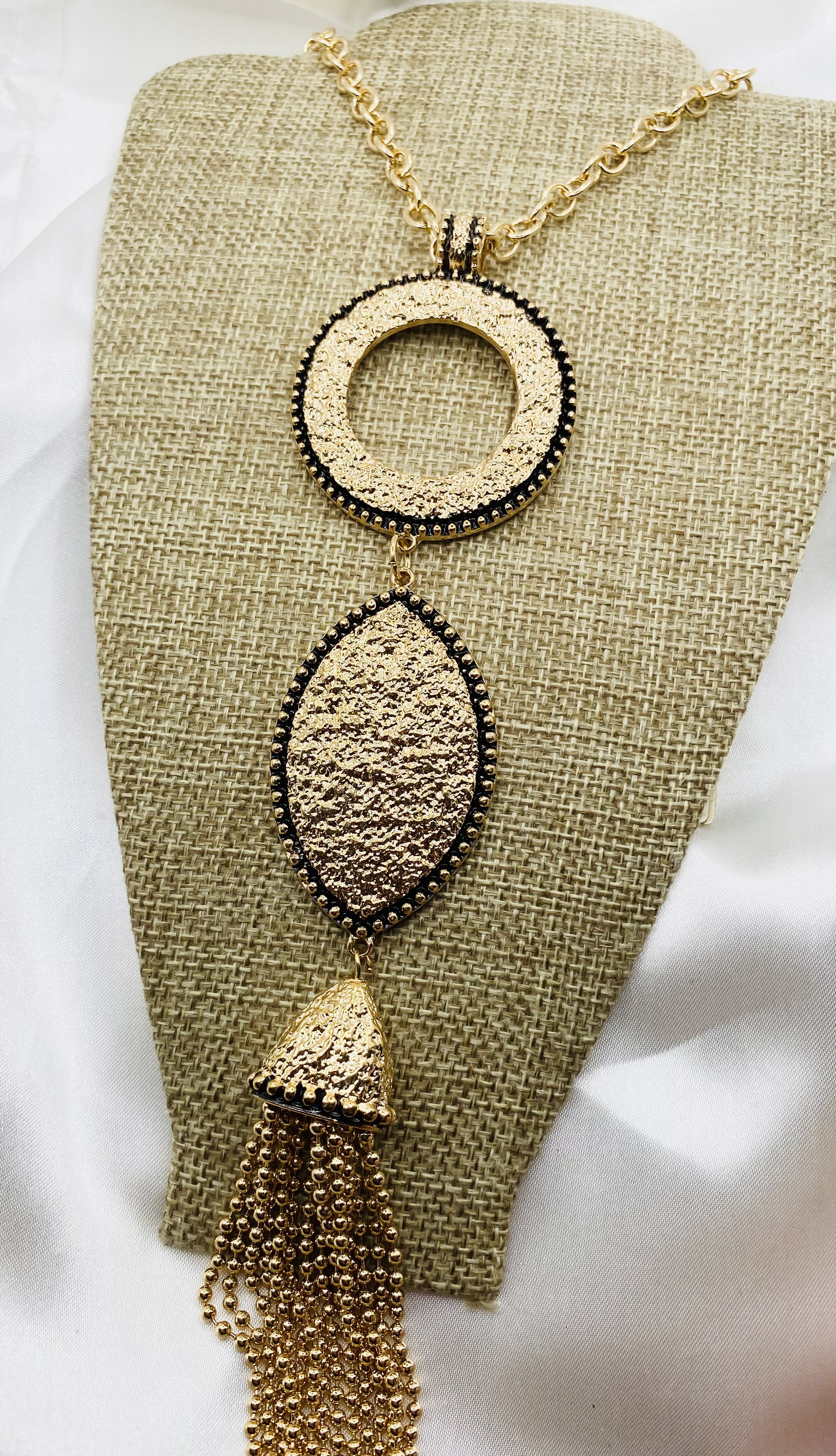 Image 2 for Gold Statement Necklace with Tassel - NWT