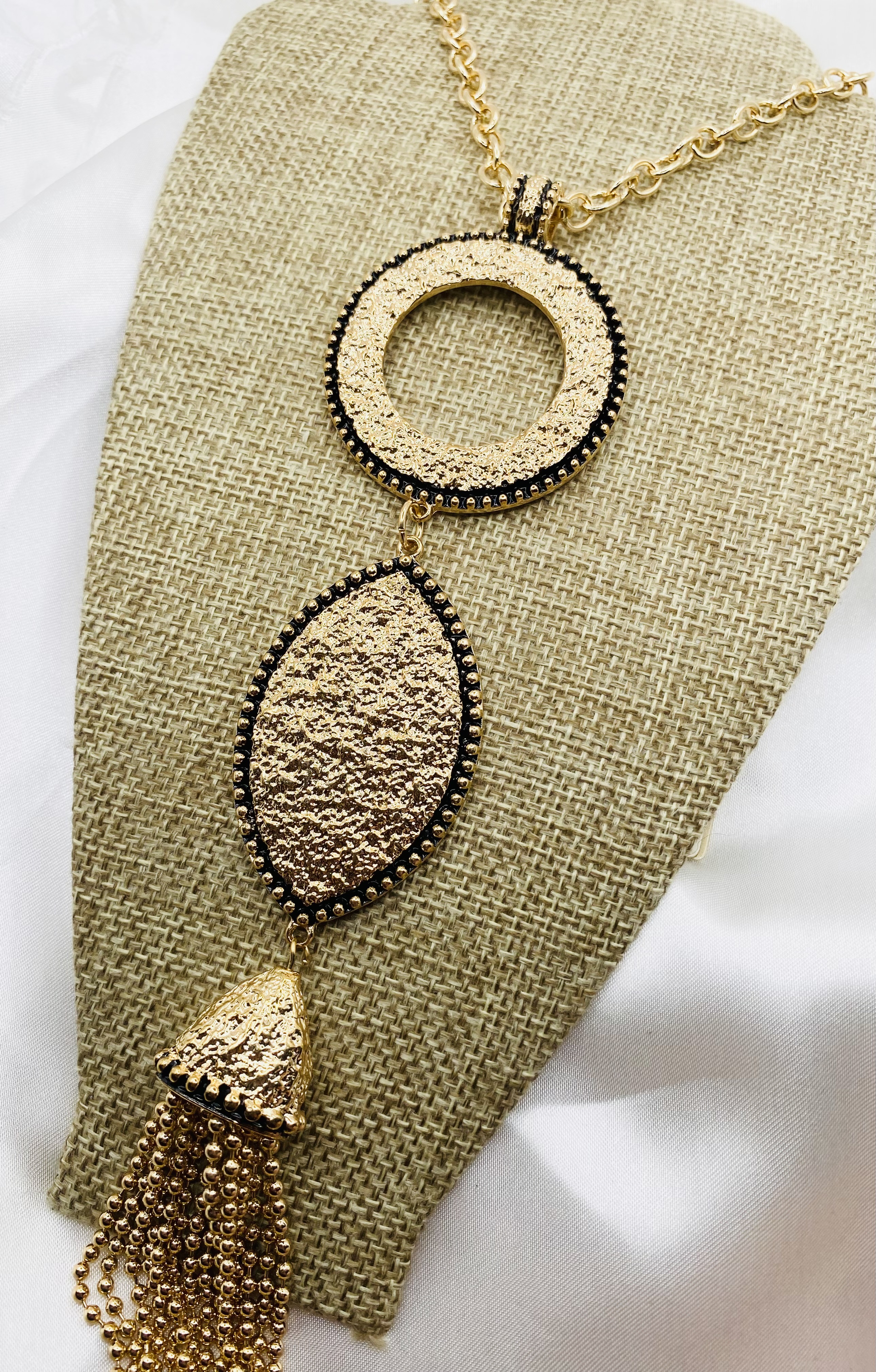 Gold Statement Necklace with Tassel - NWT