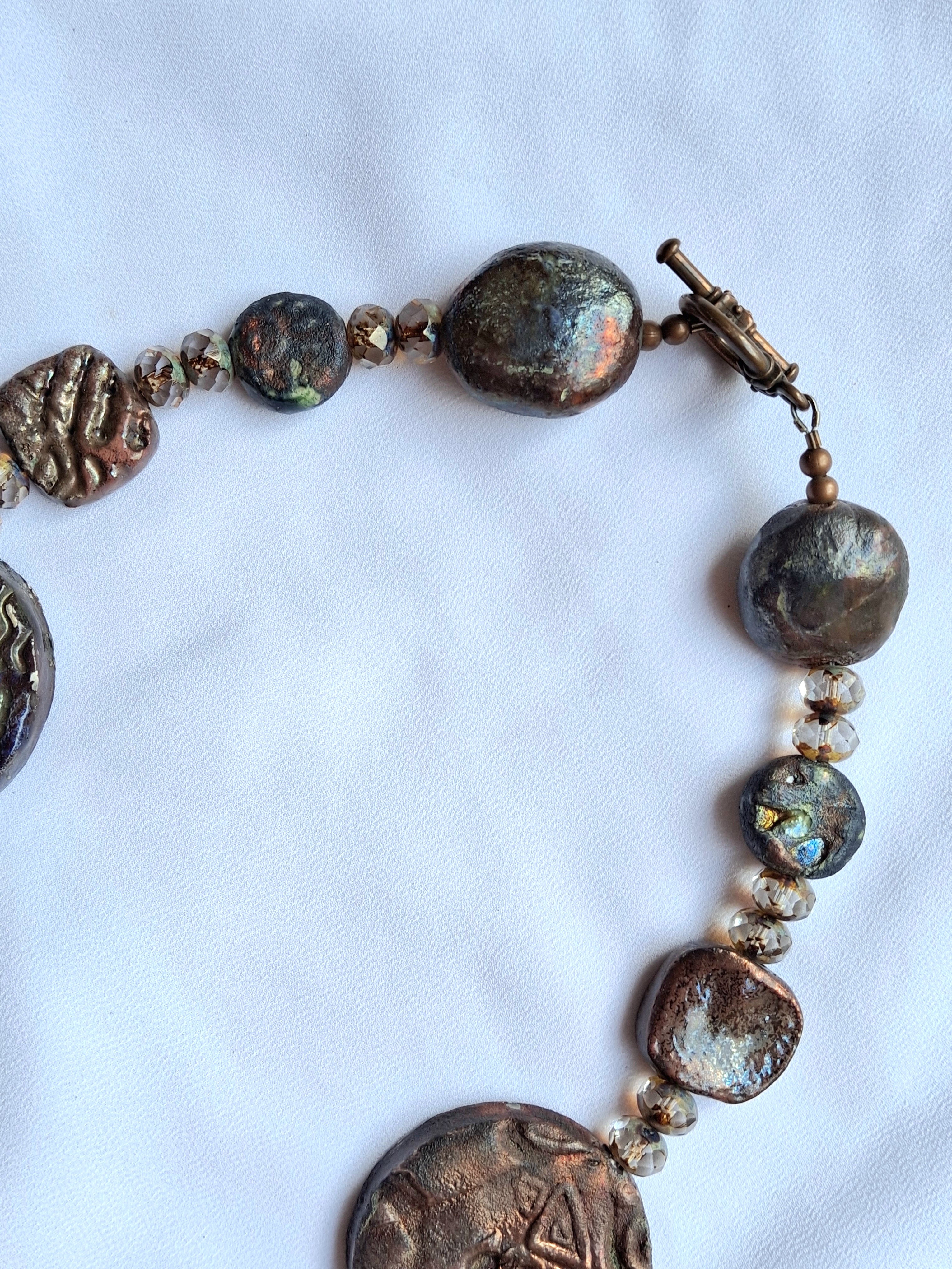 Image 4 for Vintage Clay Bird Pendant Necklace - Unique Handmade Jewelry