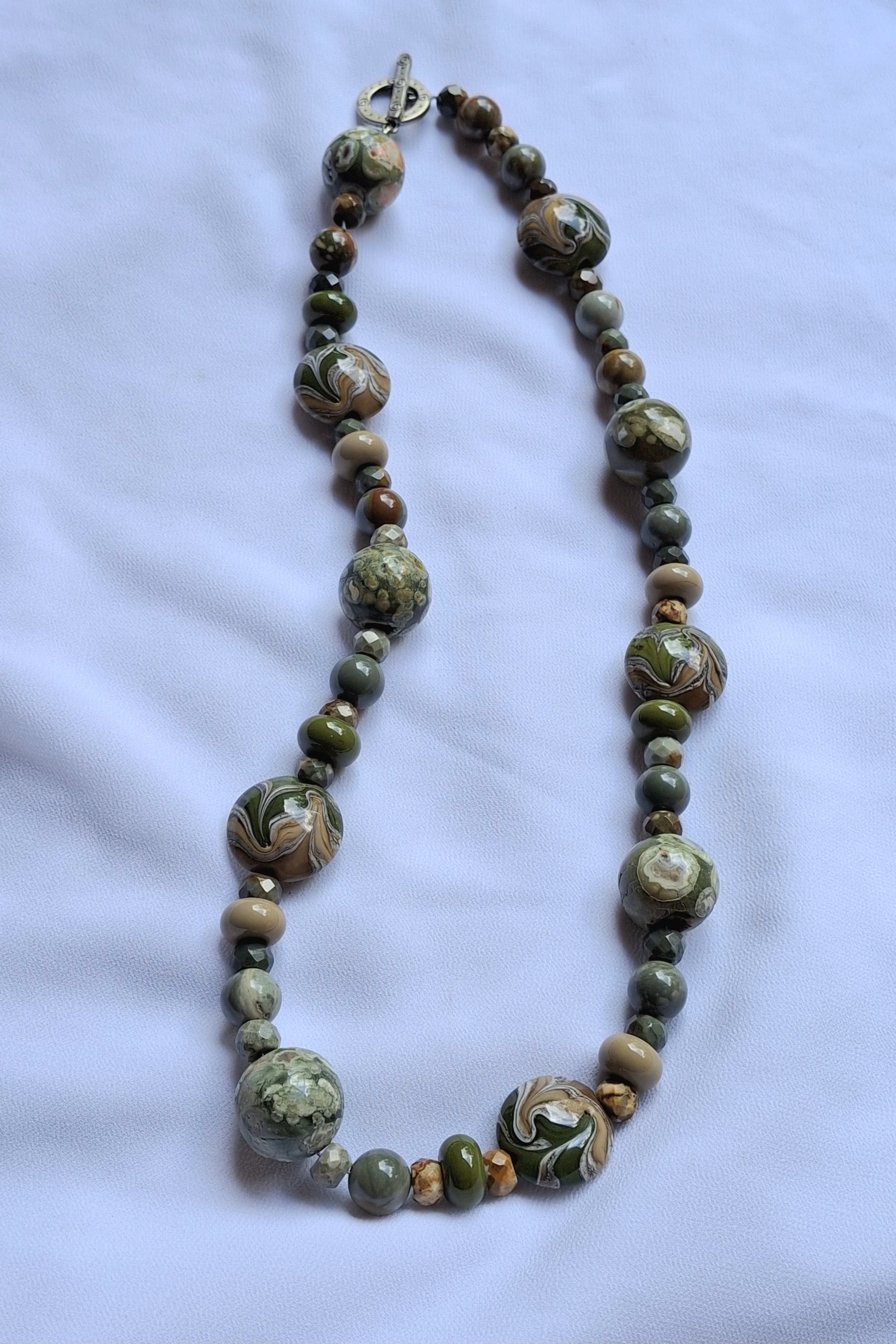 Image 2 for Vintage Handcrafted Ocean Jasper Beaded Necklace