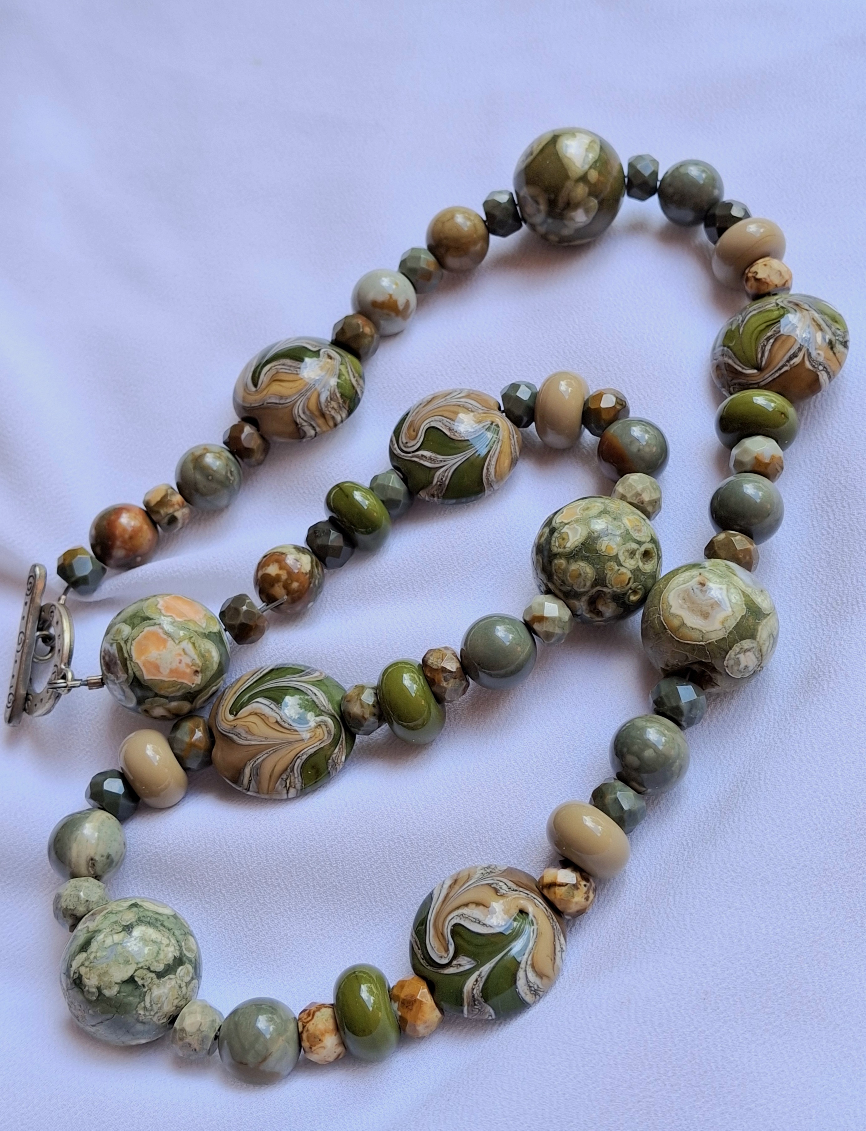 Vintage Handcrafted Ocean Jasper Beaded Necklace