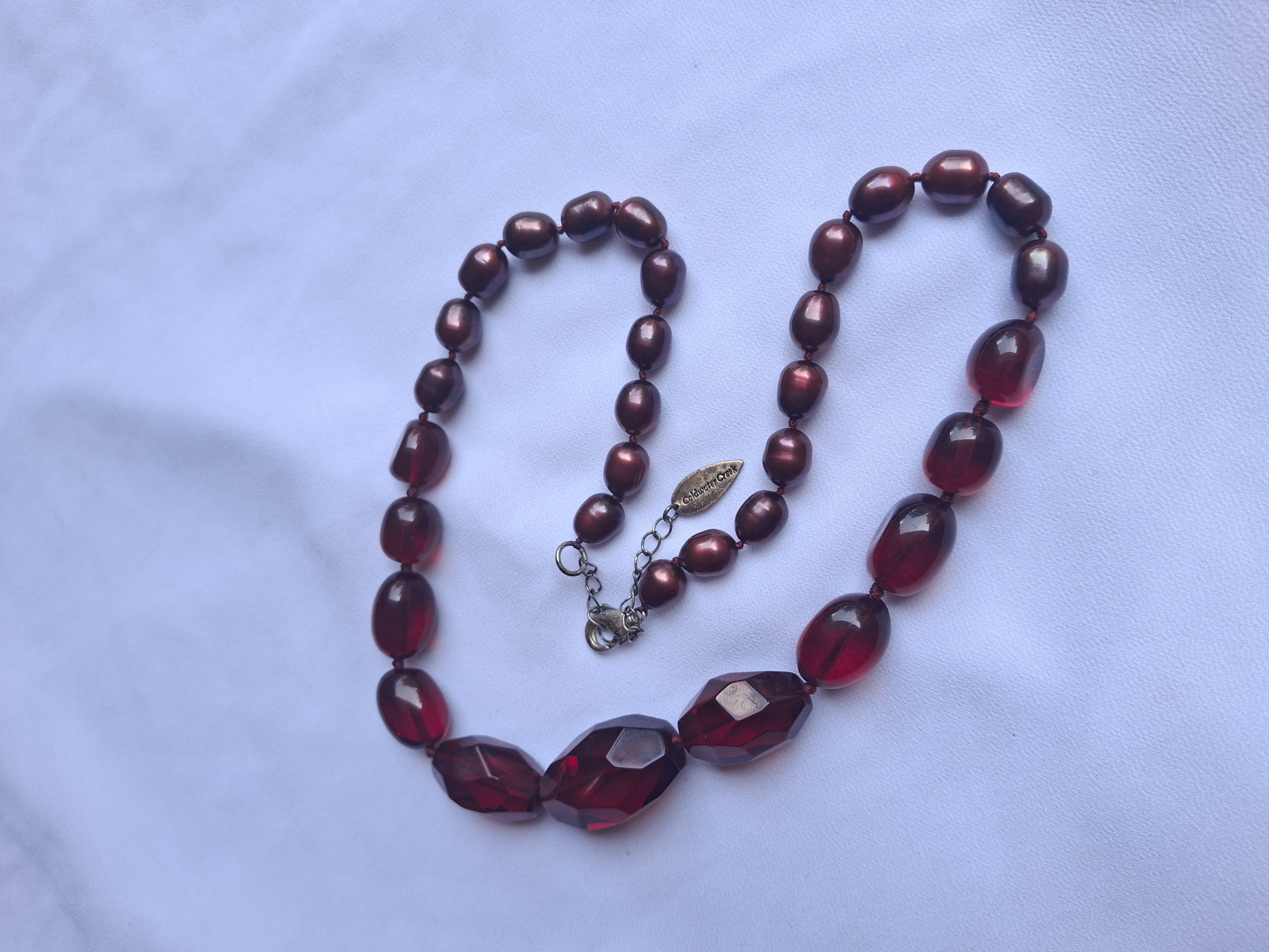 Coldwater Creek Red Pearl & Glass Bead Necklace NWT