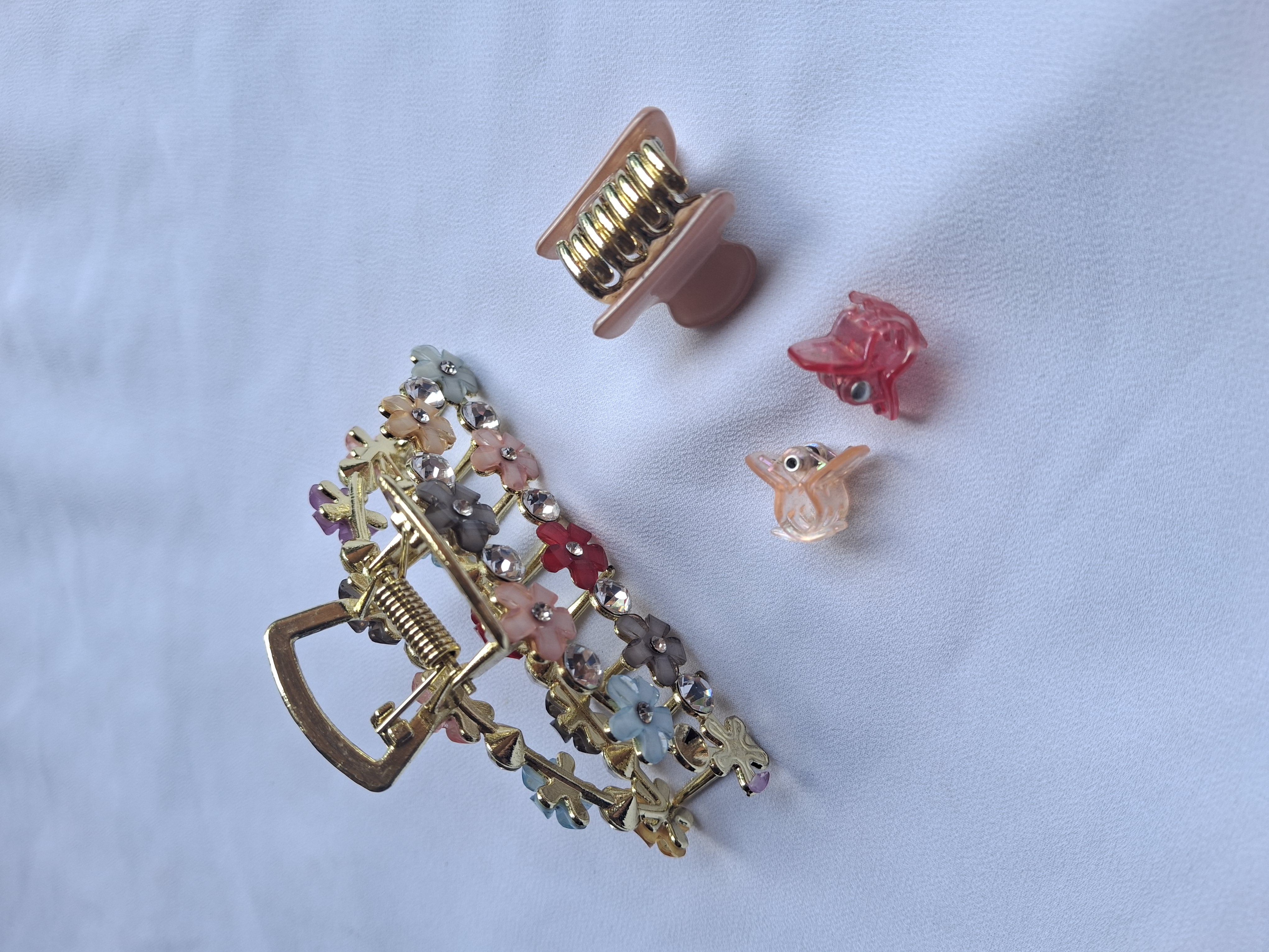 Image 2 for Floral Hair Claw Clips Set - 3 Pcs Used - Good Condition