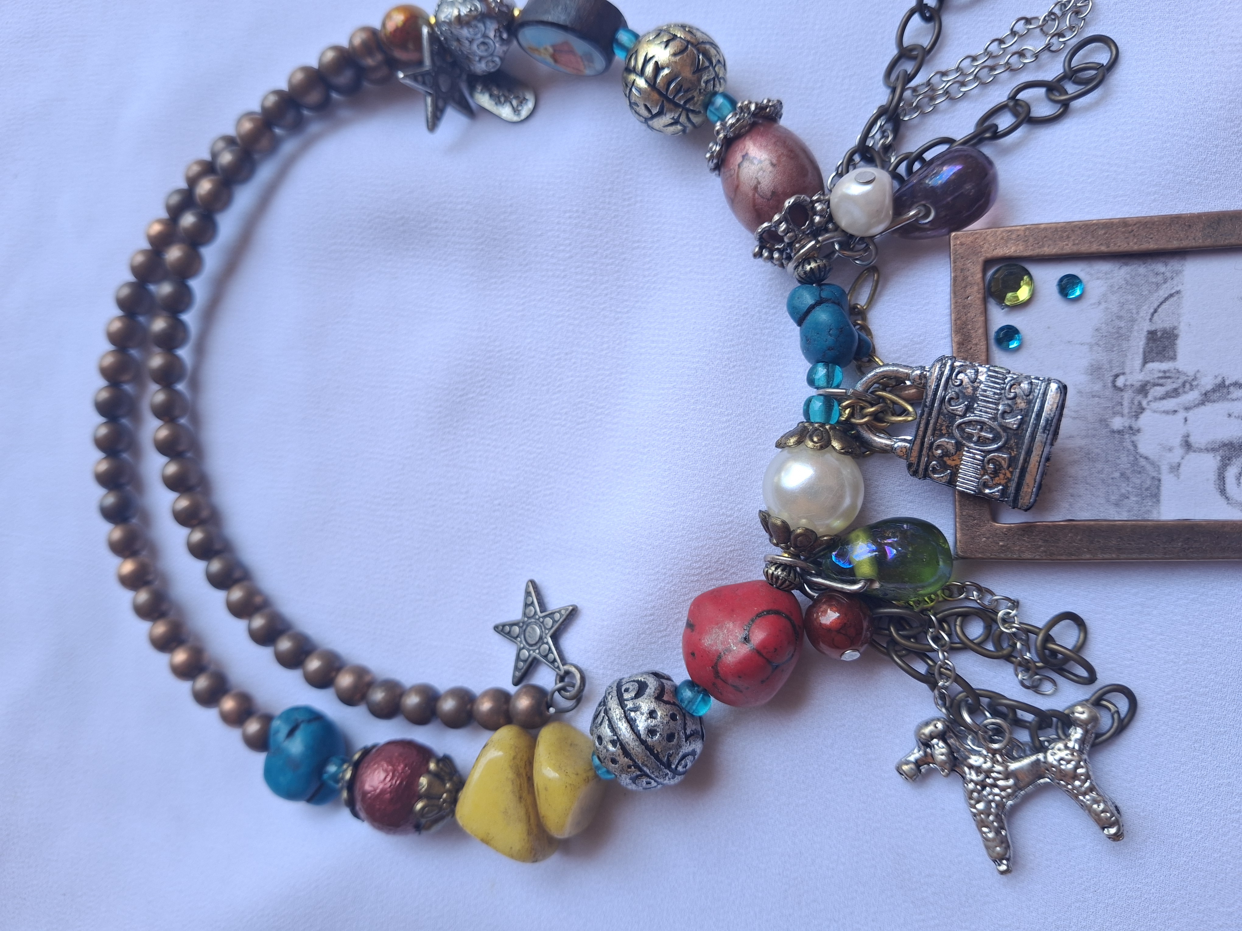 Image 3 for Vintage Multi-Charm Beaded Necklace - Swarovski Crystals